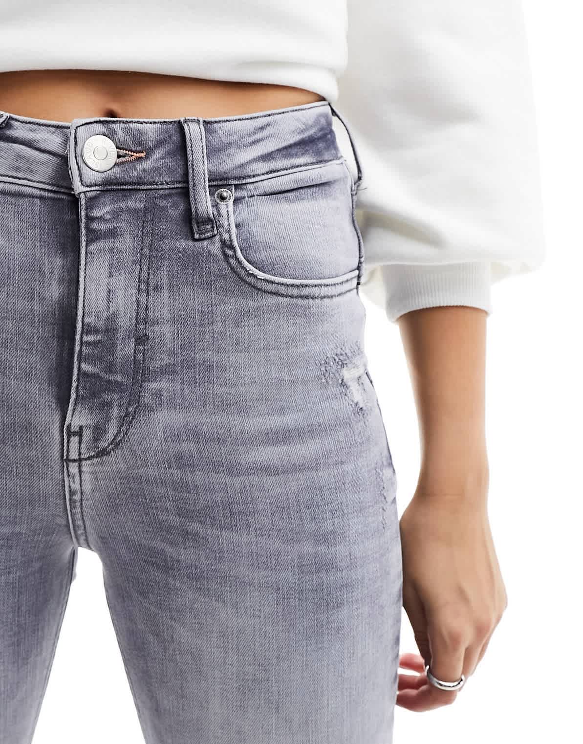 River Island high rise jean in dark grey - ASOS Sample Sale EU Store