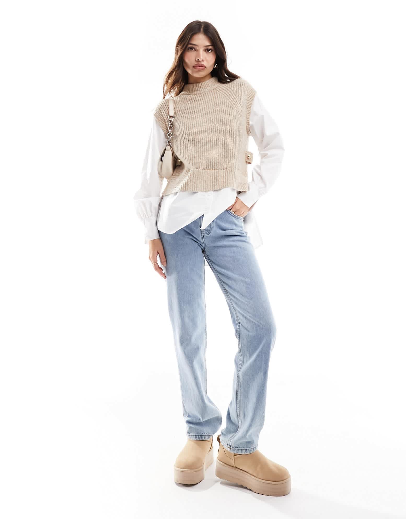 River Island hybrid shirt in beige - ASOS Sample Sale EU Store