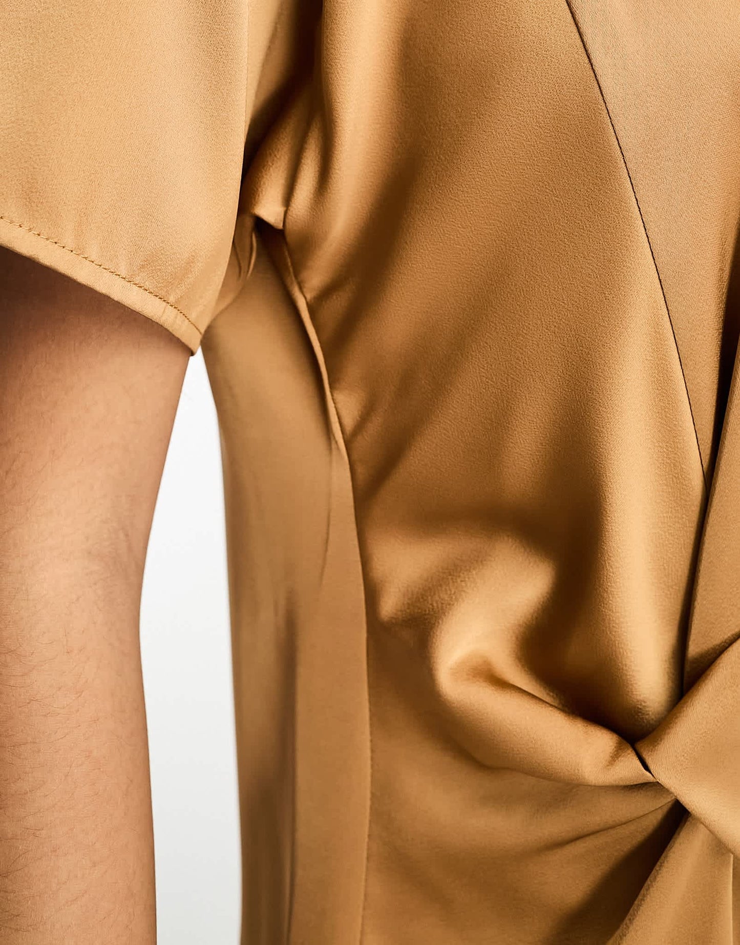 River Island knot detail satin midi dress in beige - ASOS Sample Sale EU Store