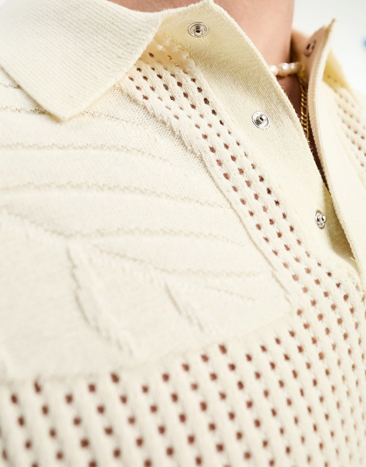 River Island mesh floral polo in white - ASOS Sample Sale EU Store