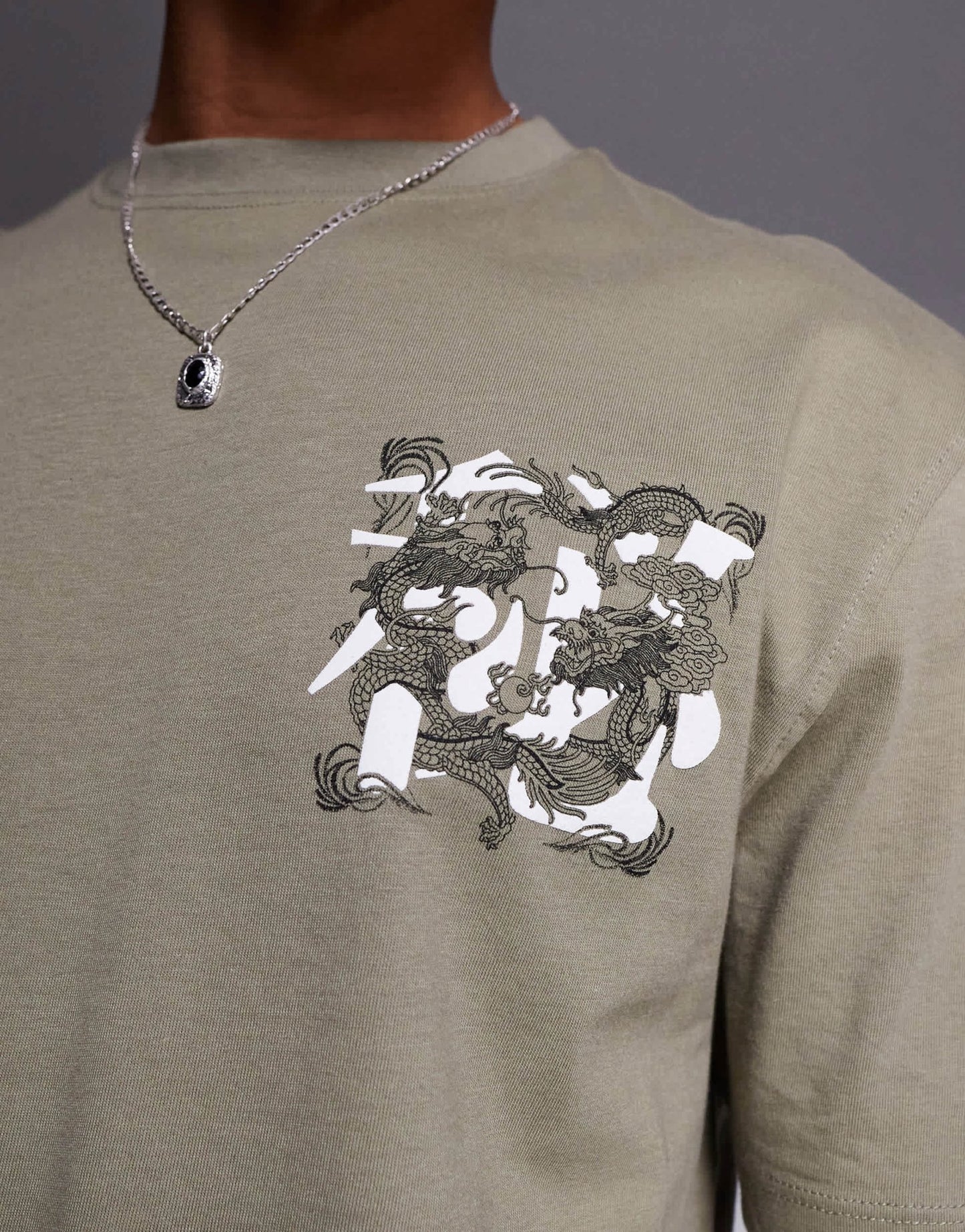 River Island Nagura Island print t-shirt in khaki - ASOS Sample Sale EU Store