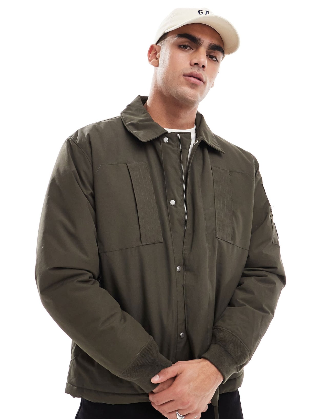River Island padded utility jacket in khaki - ASOS Sample Sale EU Store