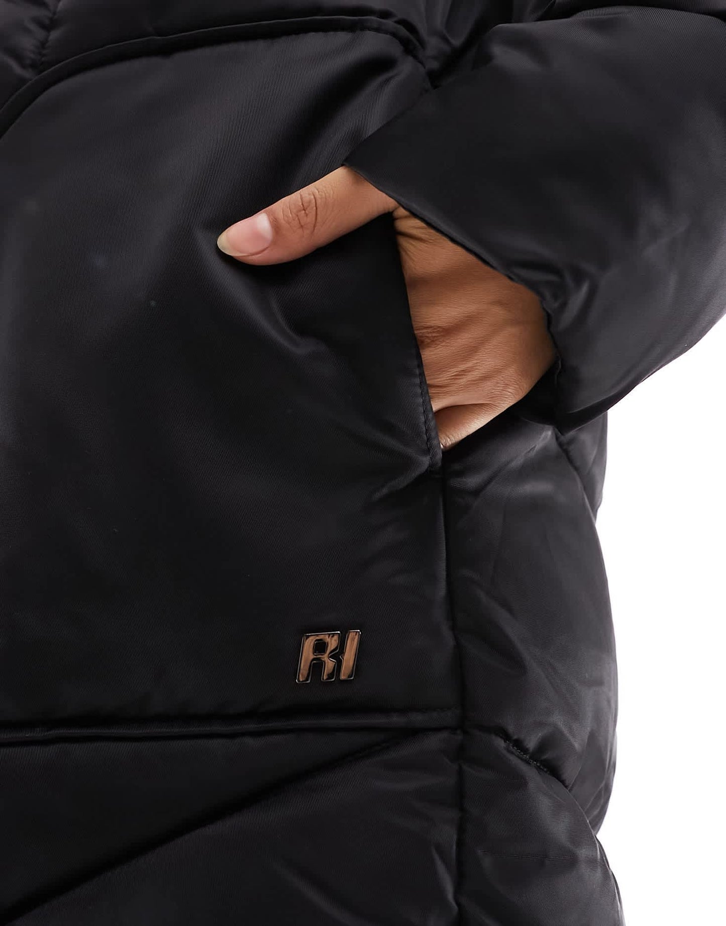 River Island panelled puffer coat in black - ASOS Sample Sale EU Store