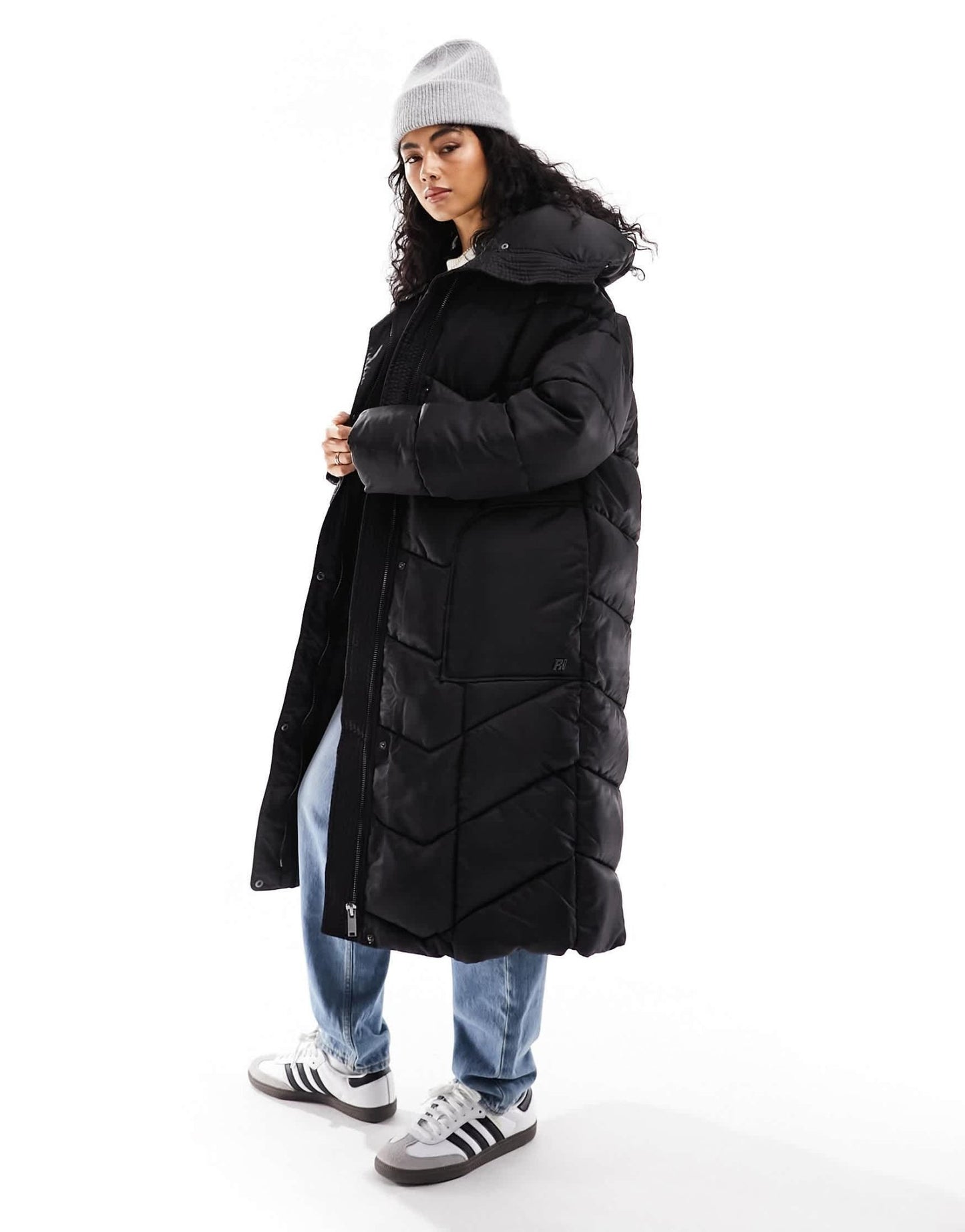 River Island panelled puffer coat in black - ASOS Sample Sale EU Store