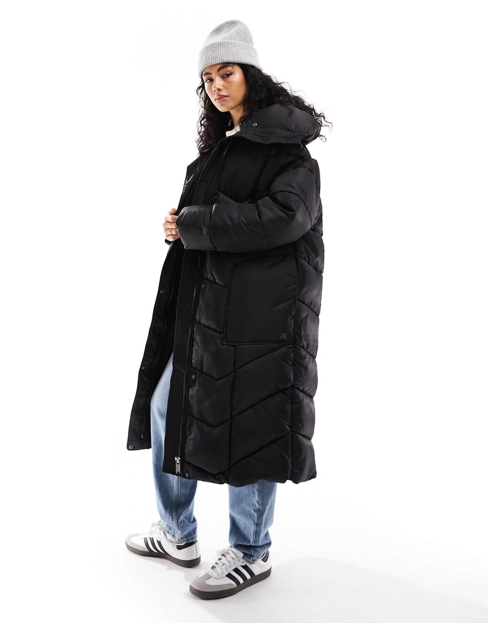 River Island panelled puffer coat in black - ASOS Sample Sale EU Store