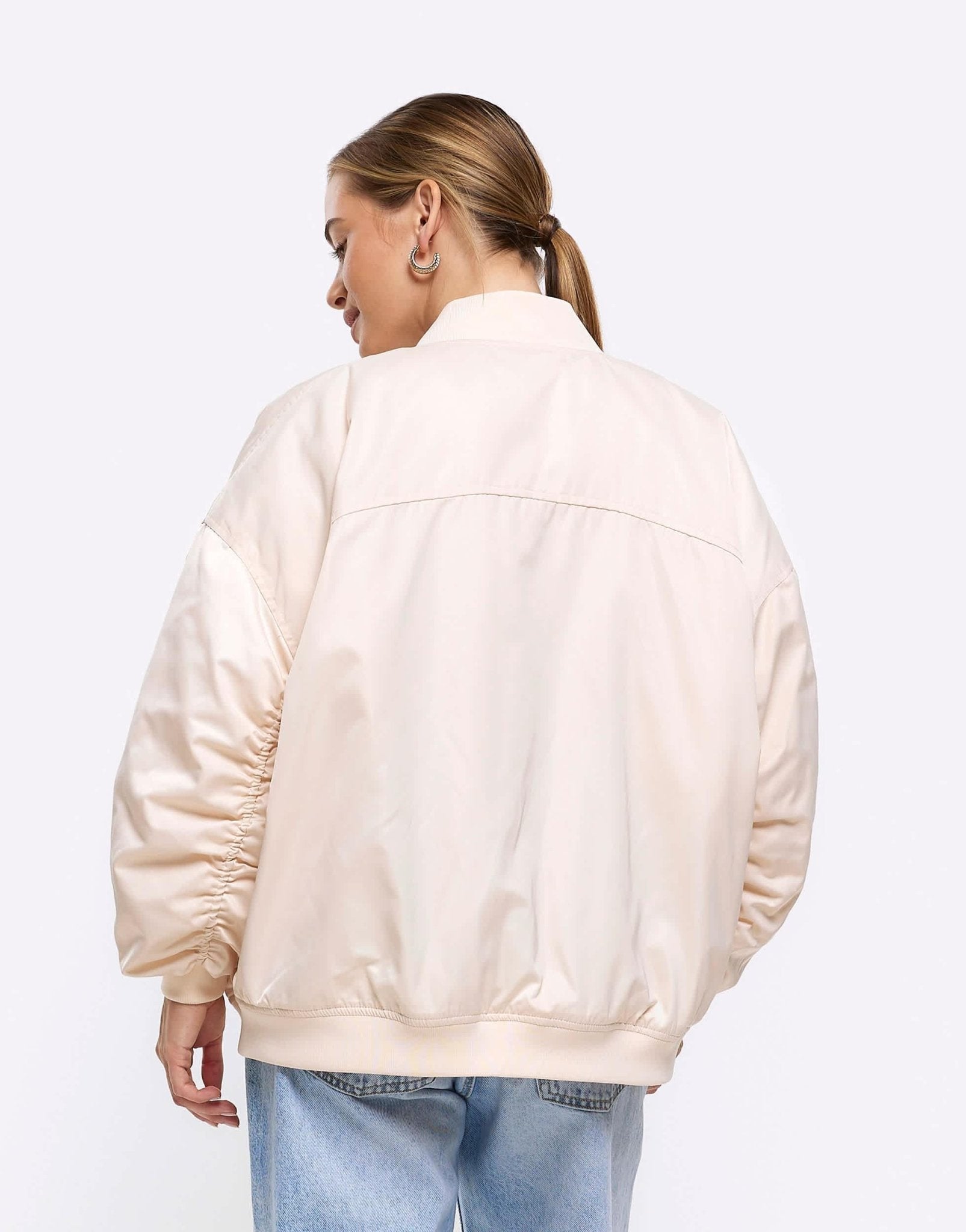 River Island Petite bomber jacket in light stone - ASOS Sample Sale EU Store