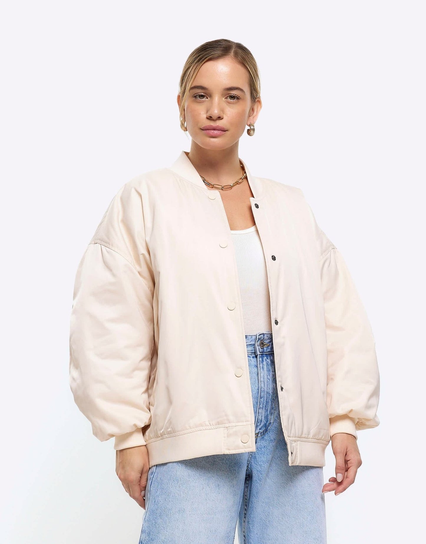 River Island Petite bomber jacket in light stone - ASOS Sample Sale EU Store