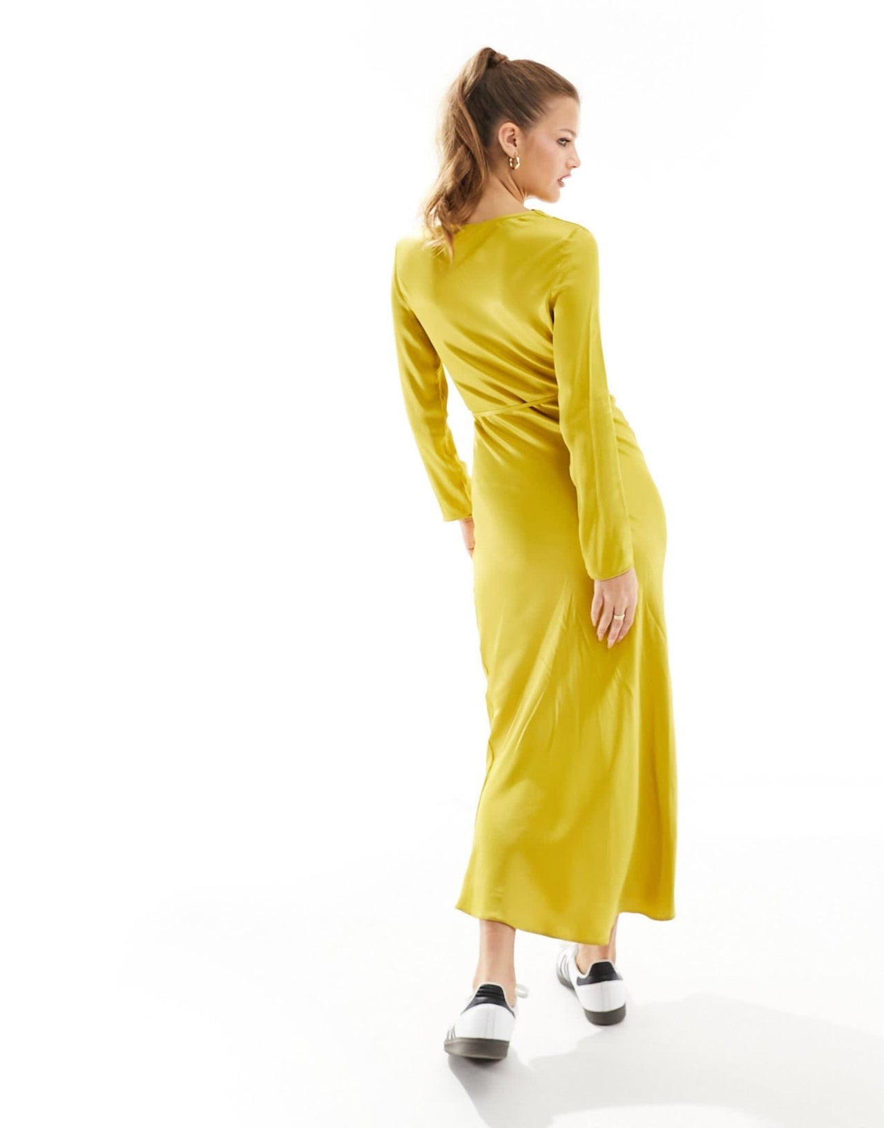 River Island Petite long sleeve seam detail midi dress in yellow - ASOS Sample Sale EU Store