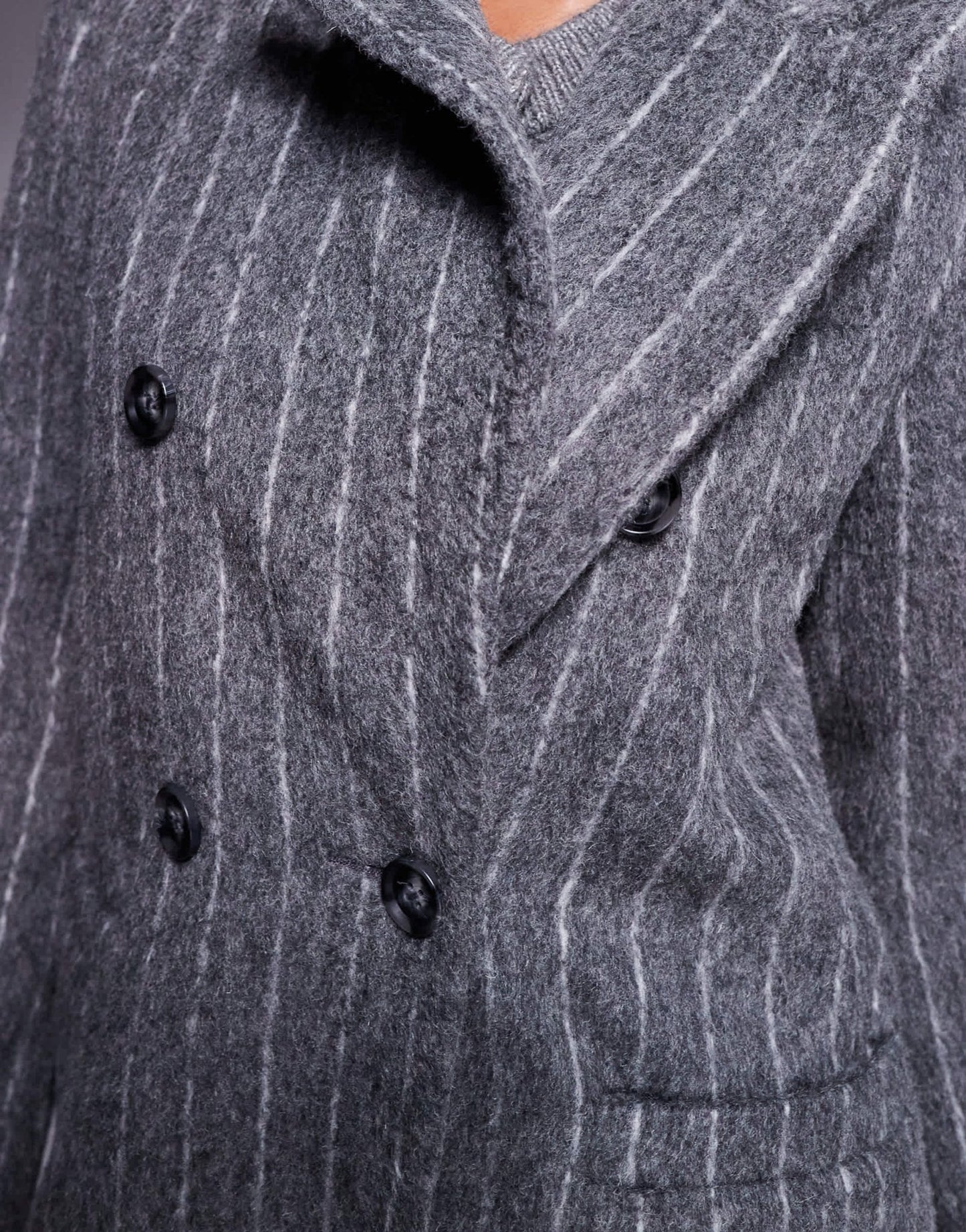 River Island pinstripe double breasted coat in dark grey - ASOS Sample Sale EU Store