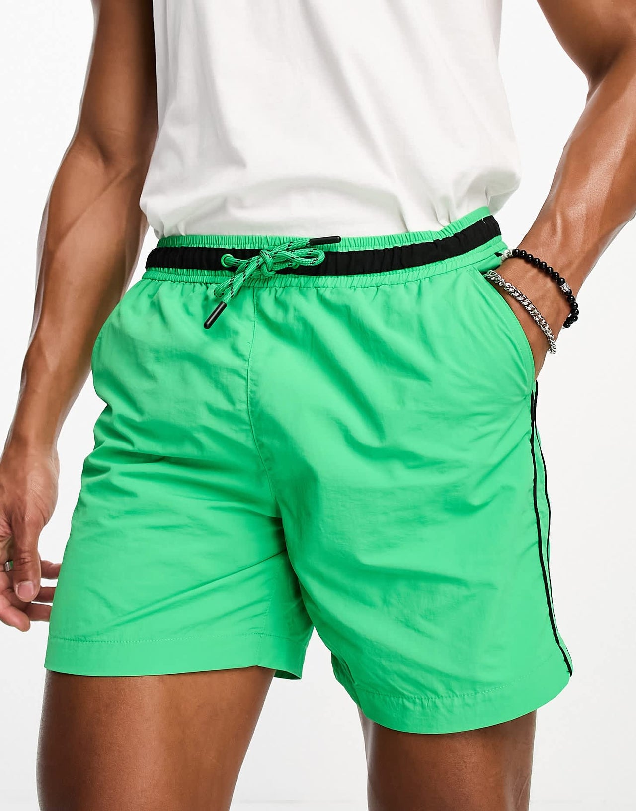 River Island piped swim shorts in light green - ASOS Sample Sale EU Store