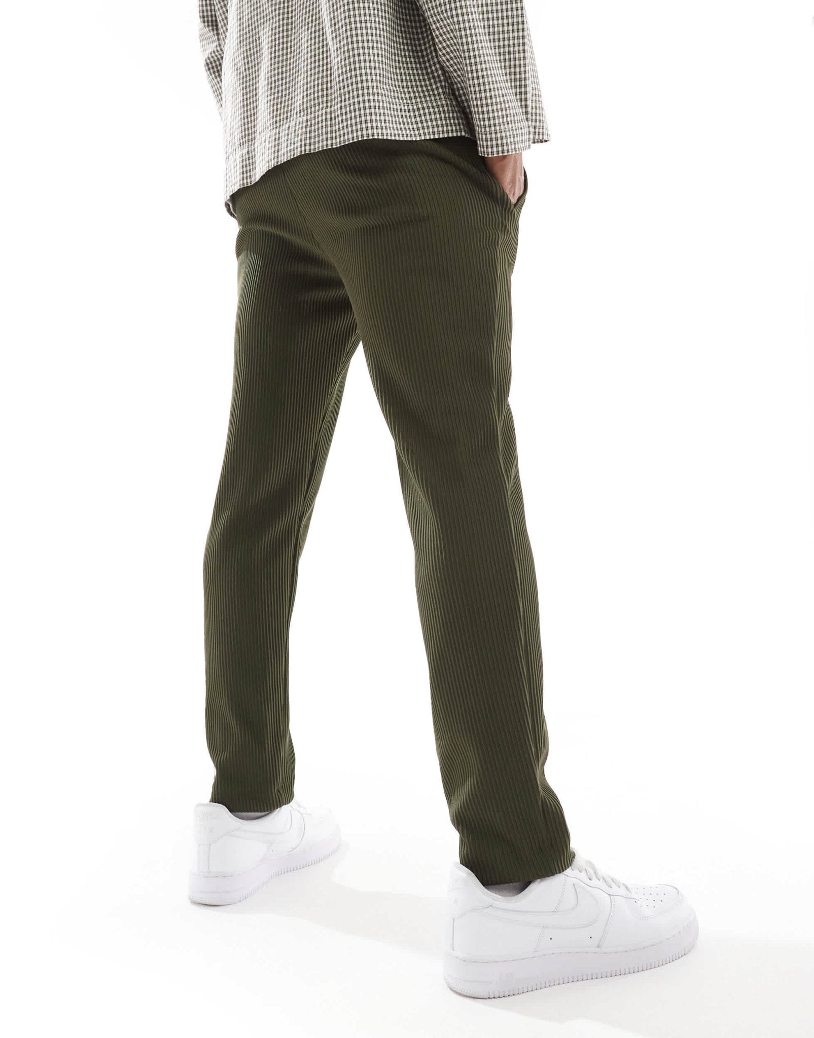 River Island pleated trousers in khaki - ASOS Sample Sale EU Store