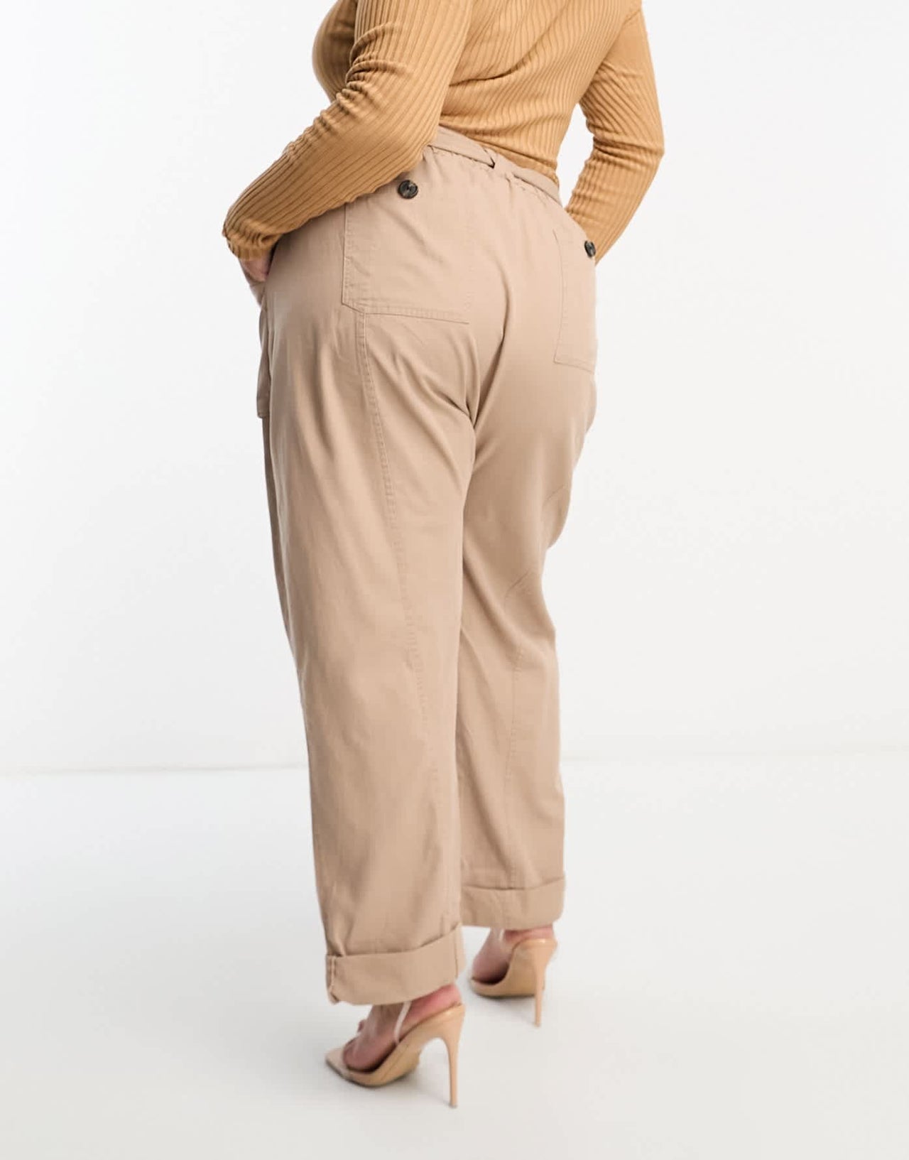 River Island Plus linen mix belted utility trousers in beige - ASOS Sample Sale EU Store