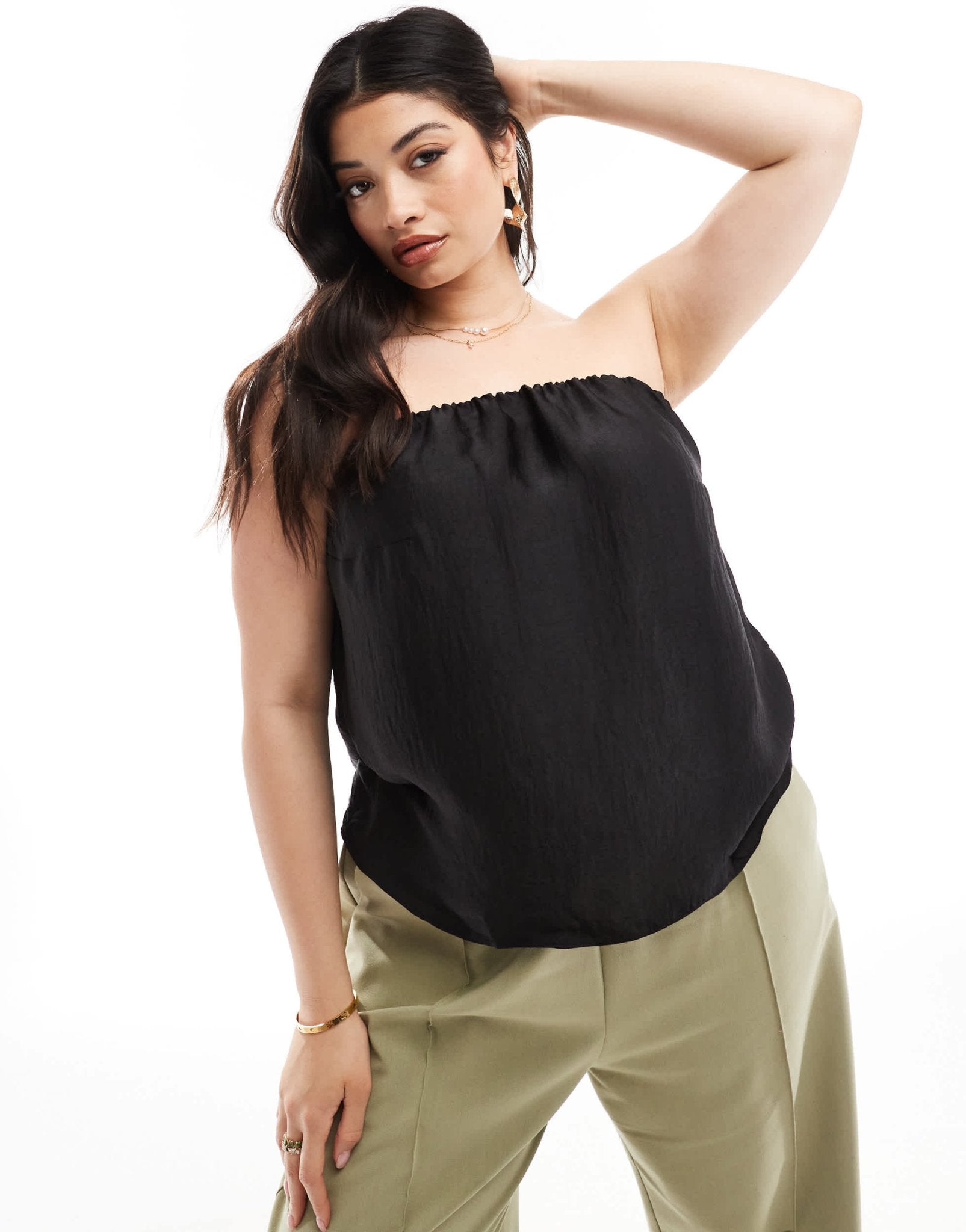River Island Plus satin bandeau top in black - ASOS Sample Sale EU Store