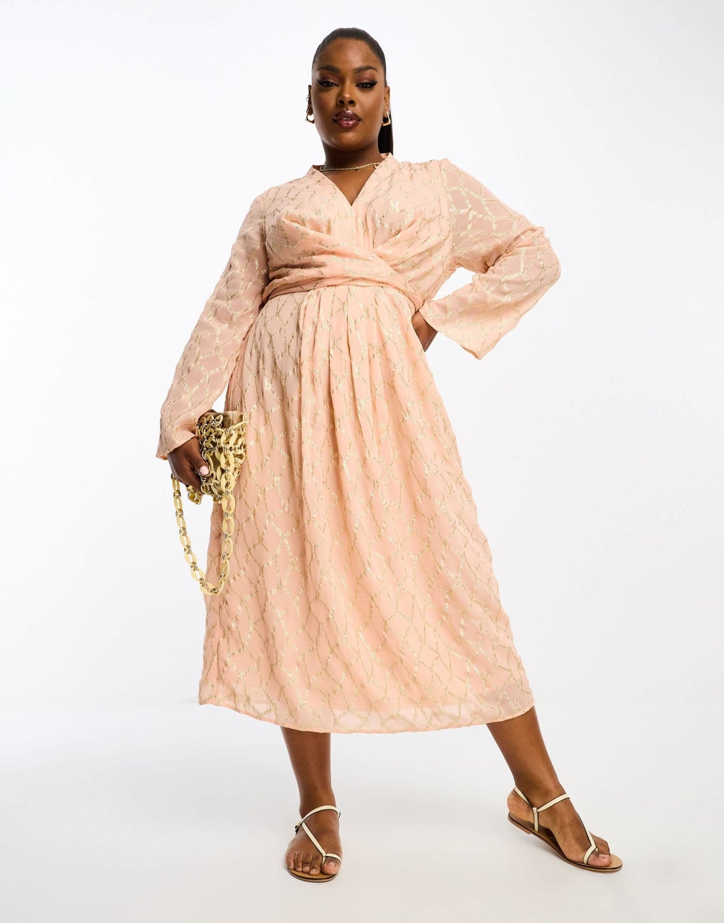 River Island Plus sequin wrap midi dress in orange - ASOS Sample Sale EU Store