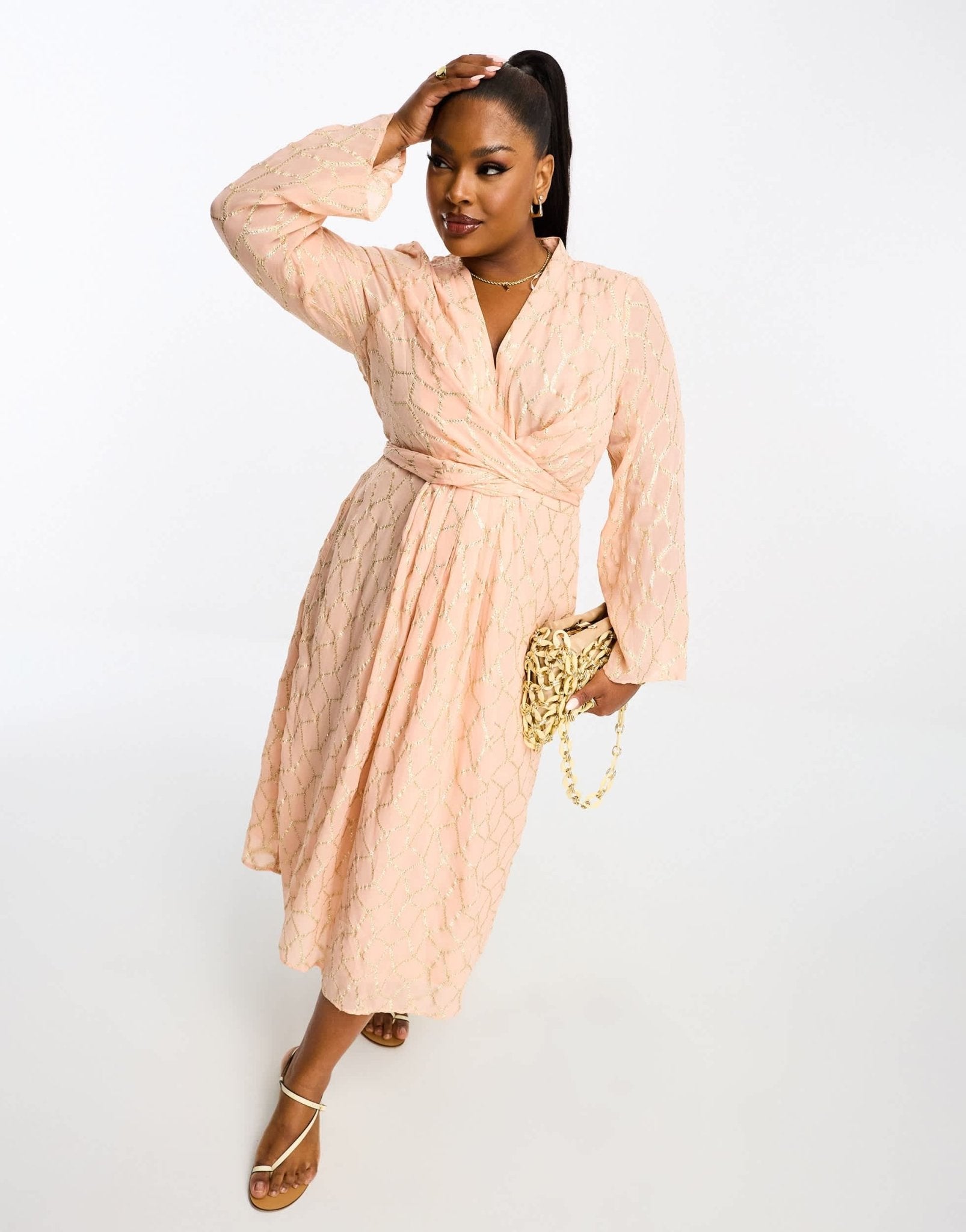 River Island Plus sequin wrap midi dress in orange - ASOS Sample Sale EU Store