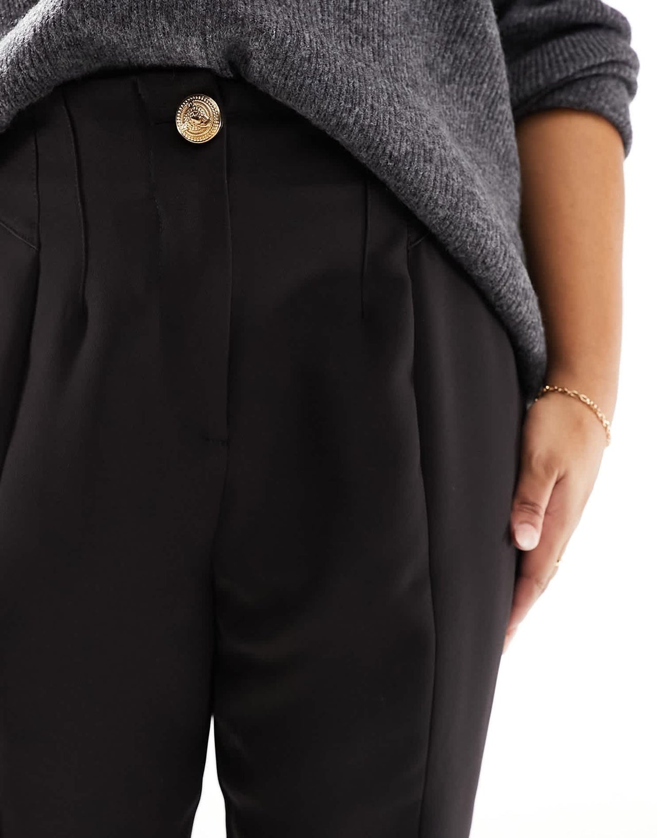 River Island Plus side split cigarette trouser in black - ASOS Sample Sale EU Store