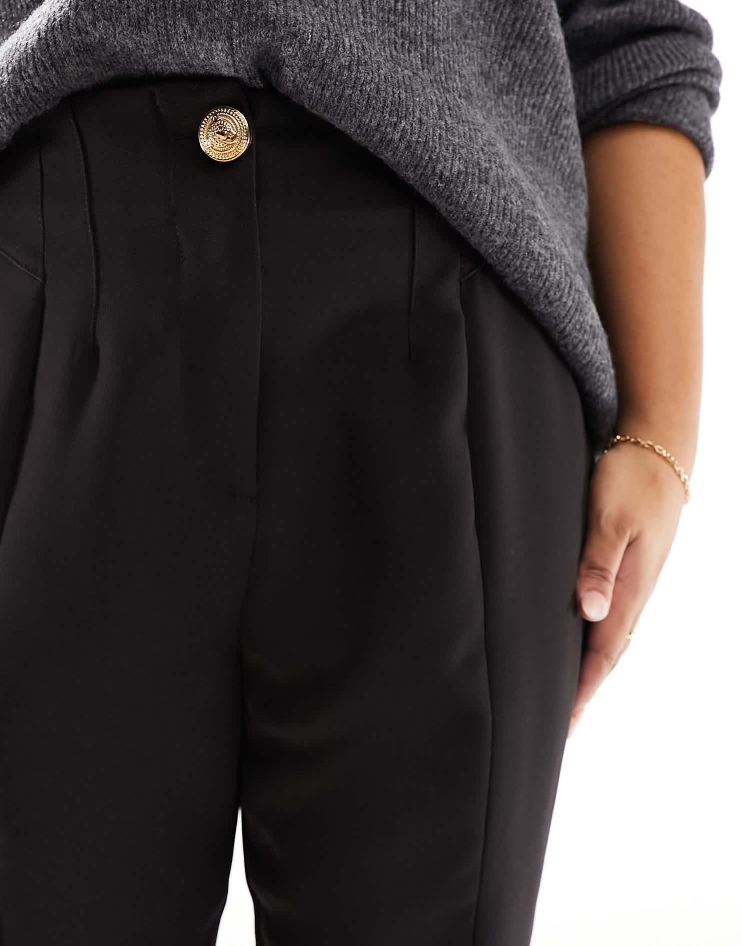 River Island Plus side split cigarette trouser in black - ASOS Sample Sale EU Store