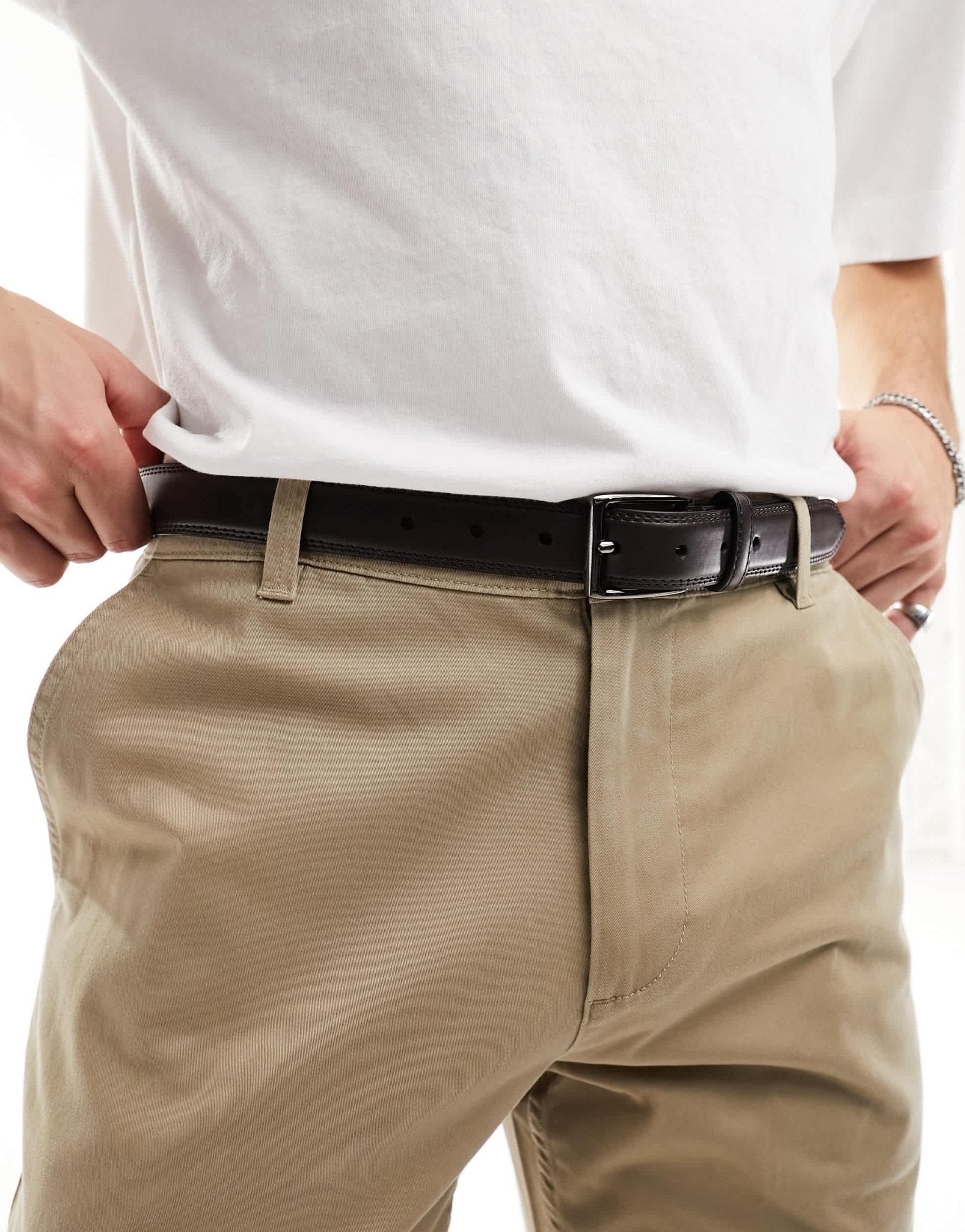 River Island premium belt in dark brown - ASOS Sample Sale EU Store