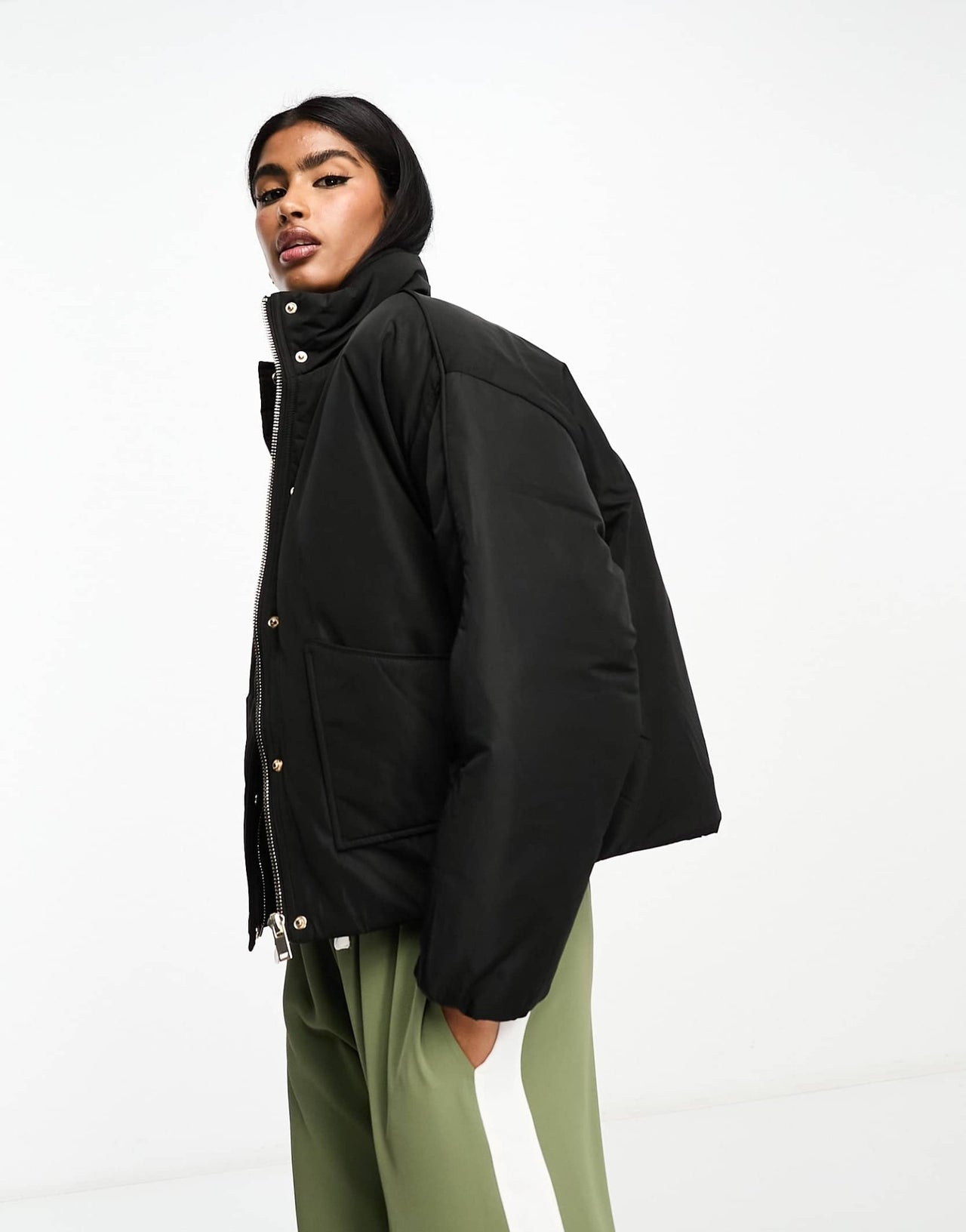 River Island PU puffer jacket in black - ASOS Sample Sale EU Store