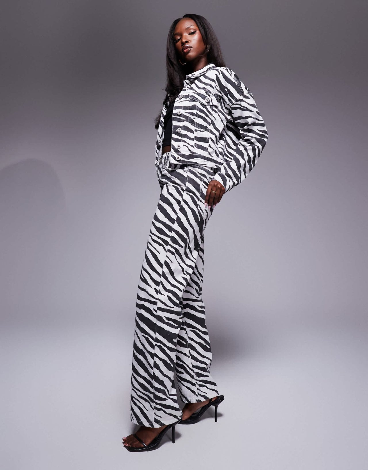 River Island relaxed straight jean co - ord in zebra print - ASOS Sample Sale EU Store