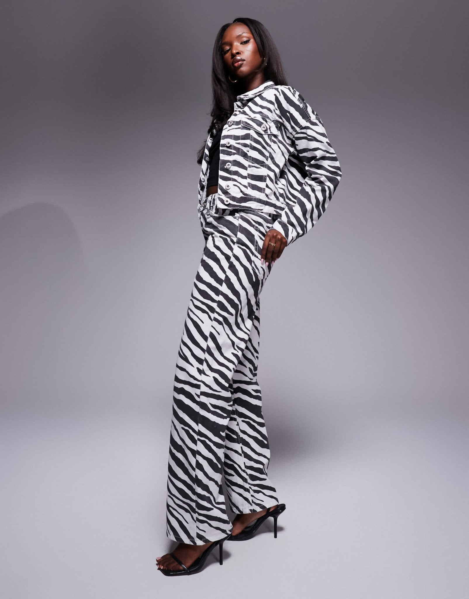 River Island relaxed straight jean co - ord in zebra print - ASOS Sample Sale EU Store