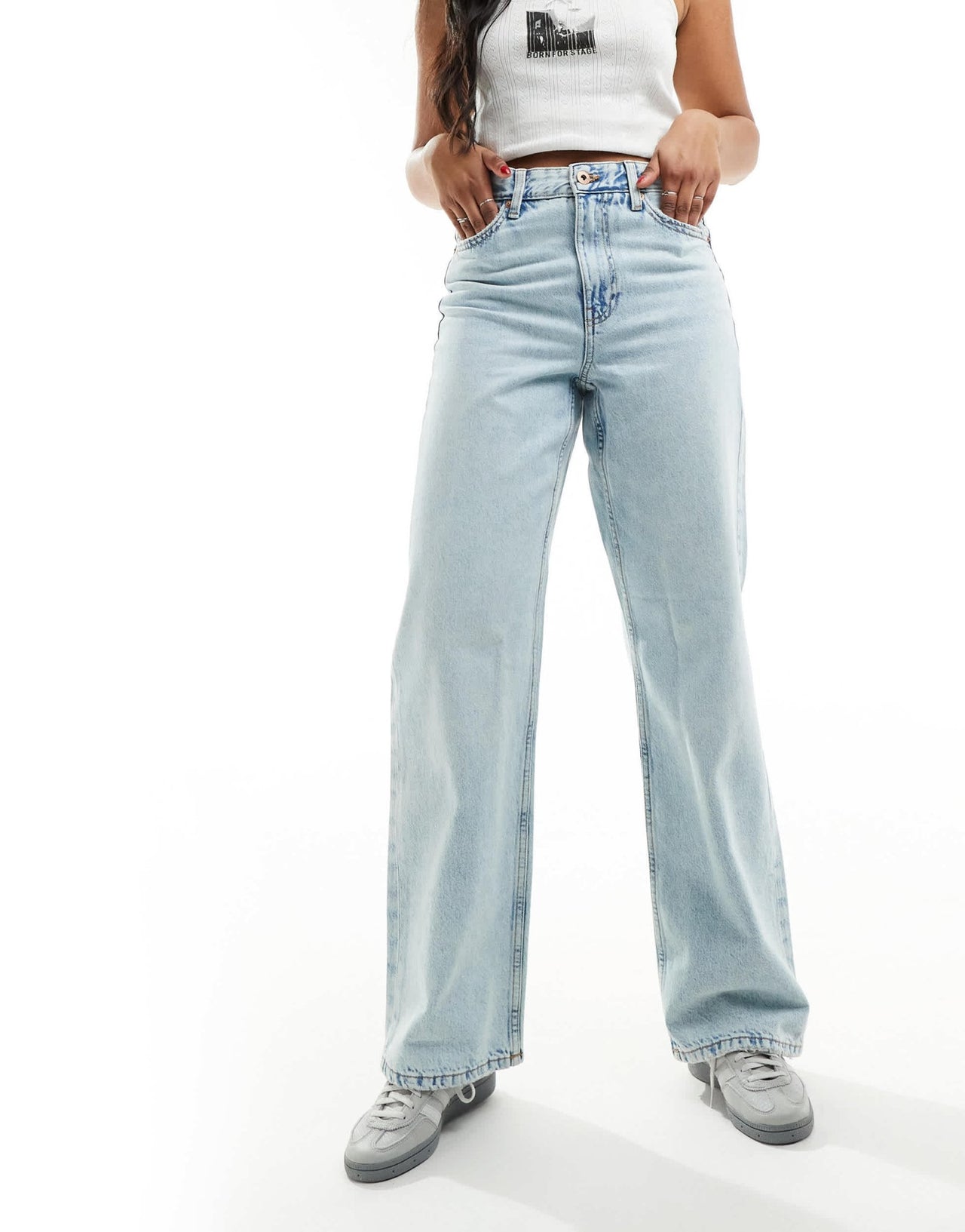 River Island relaxed straight leg jean in light blue - ASOS Sample Sale EU Store