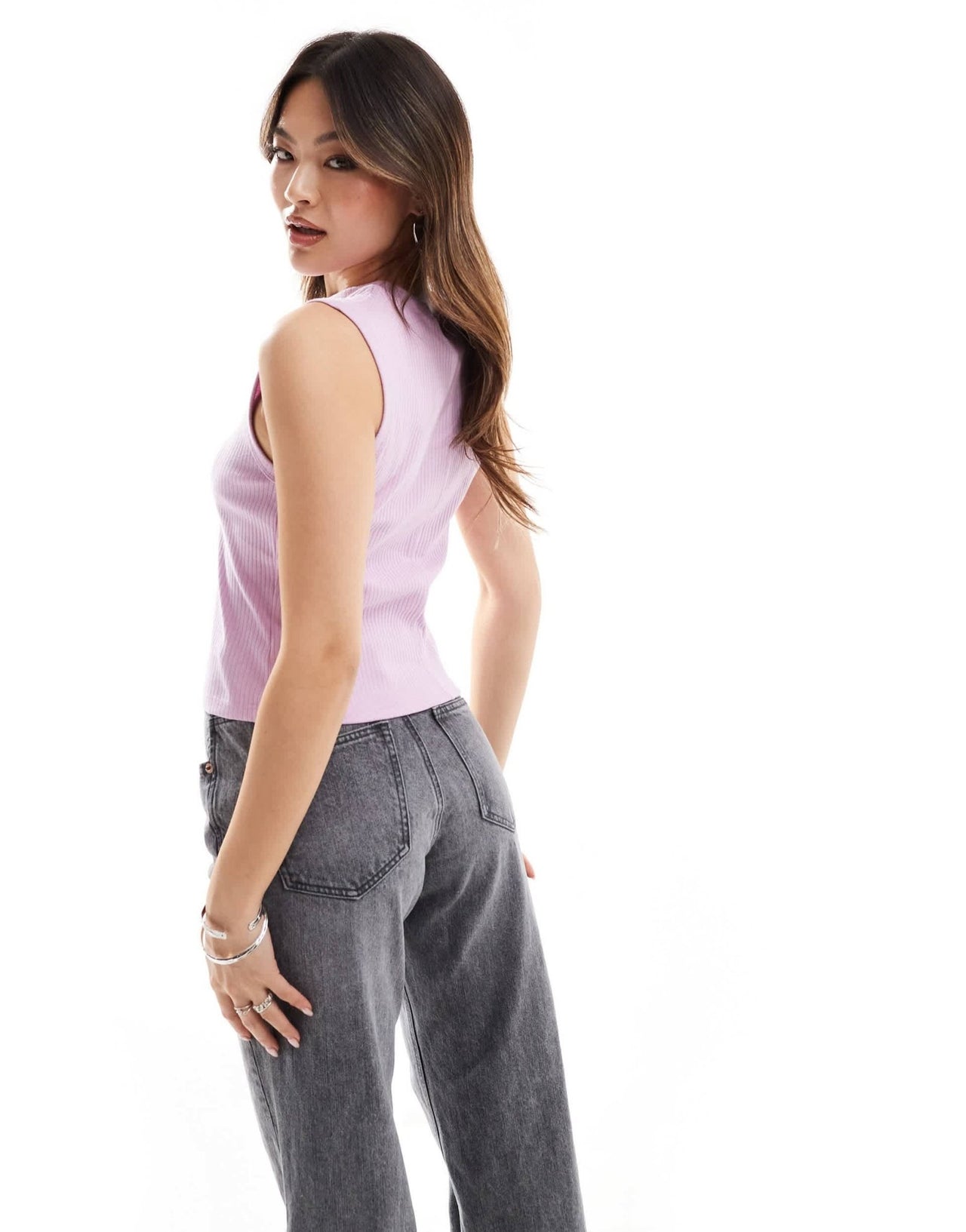 River Island rib jean grazer tank top in purple - ASOS Sample Sale EU Store