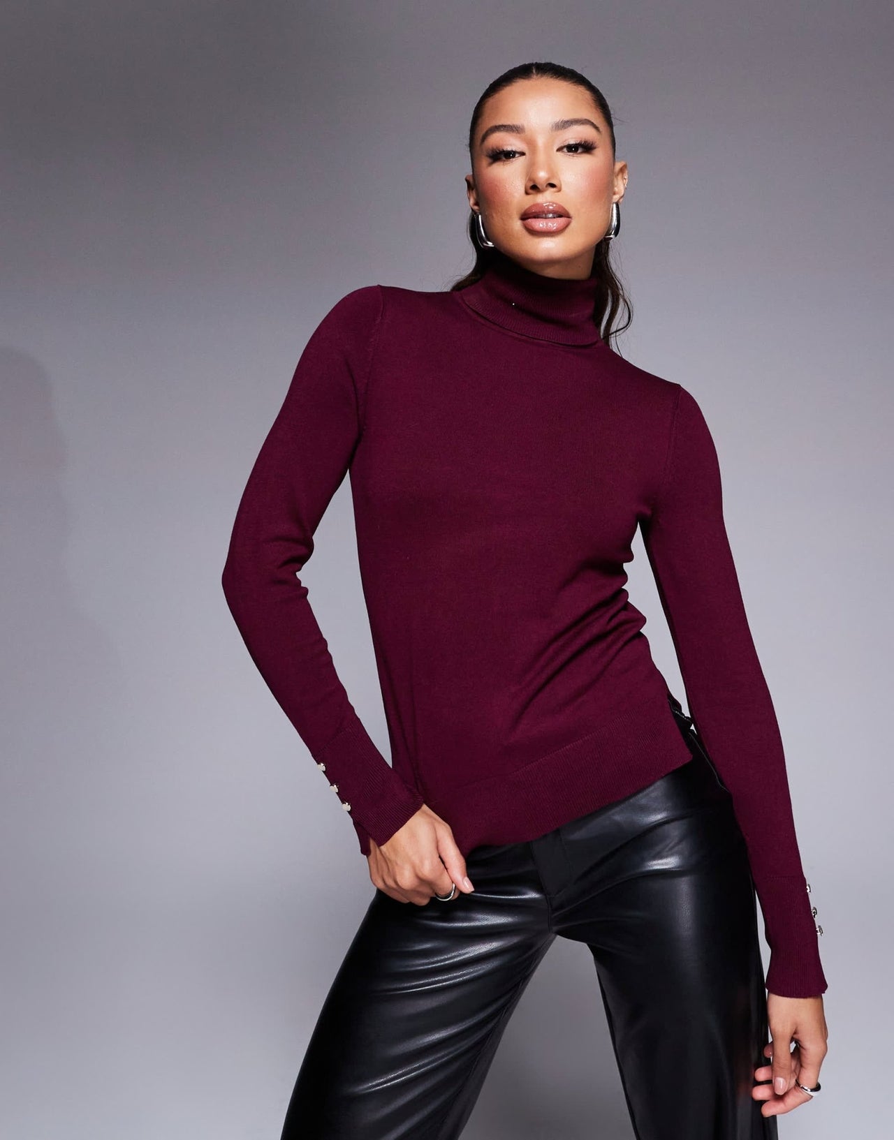 River Island roll neck jumper in dark red - ASOS Sample Sale EU Store
