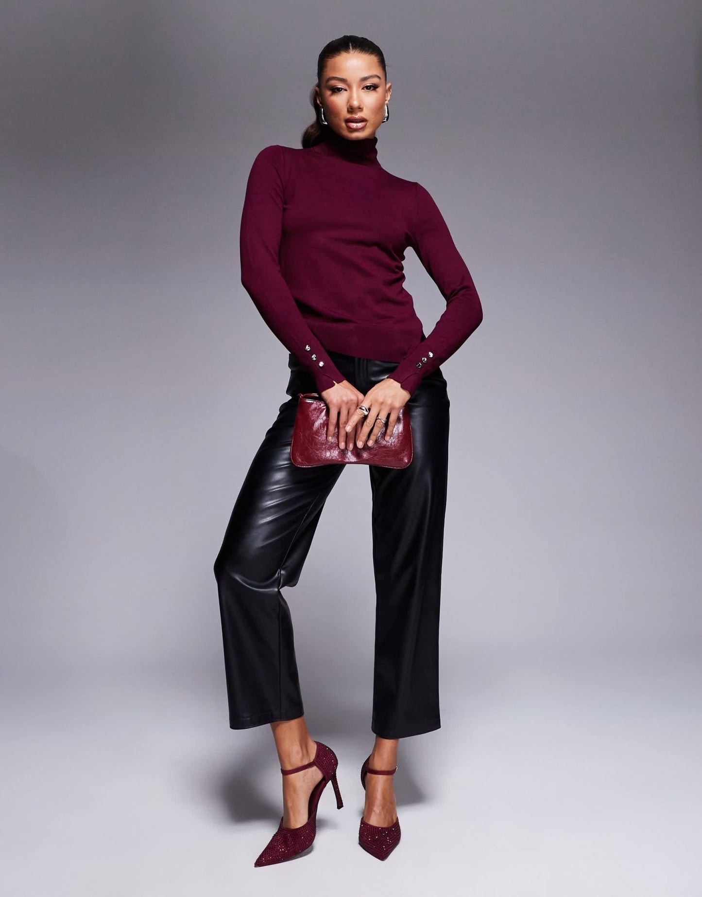 River Island roll neck jumper in dark red - ASOS Sample Sale EU Store