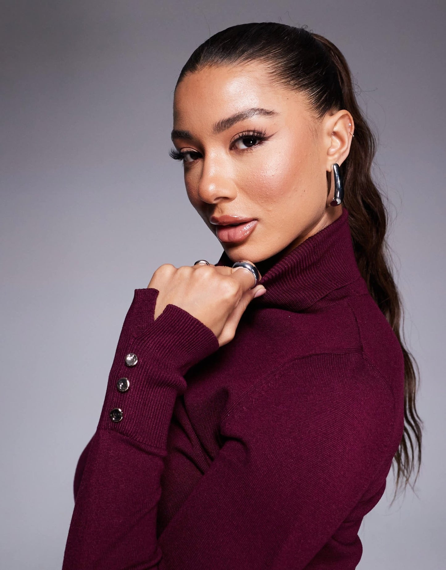 River Island roll neck jumper in dark red - ASOS Sample Sale EU Store