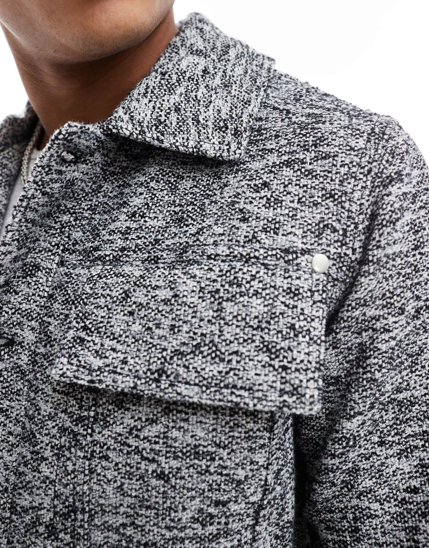 River Island salt and pepper trucker jacket in grey - ASOS Sample Sale EU Store
