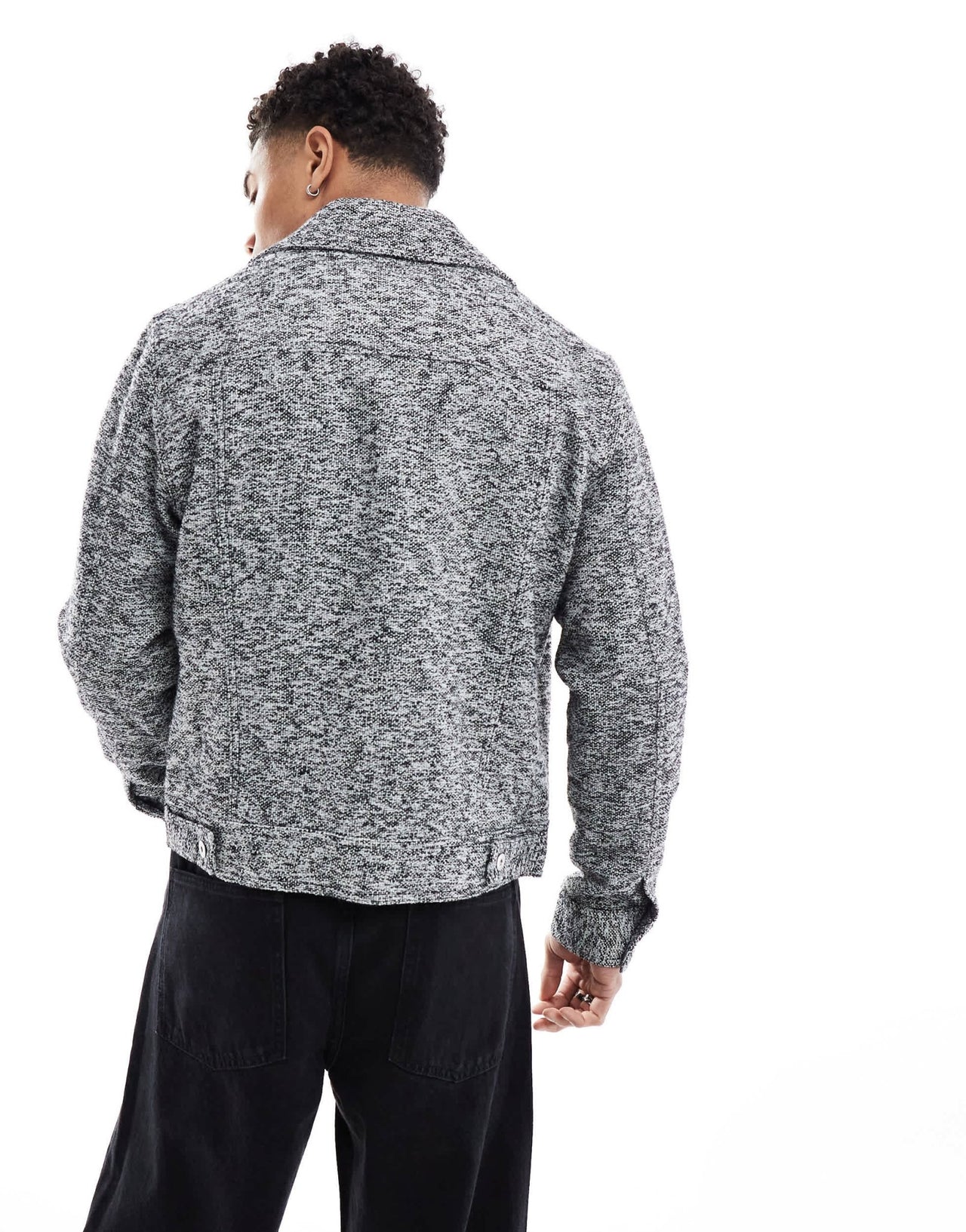 River Island salt and pepper trucker jacket in grey - ASOS Sample Sale EU Store