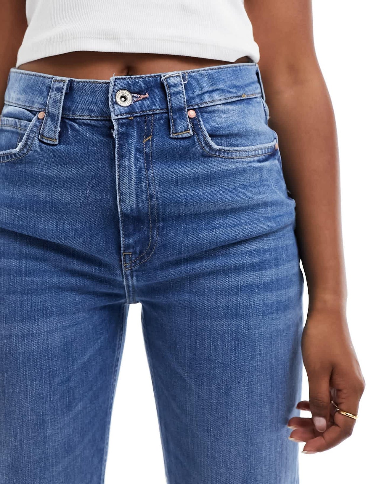 River Island seam detail wide leg jeans in medium blue - ASOS Sample Sale EU Store