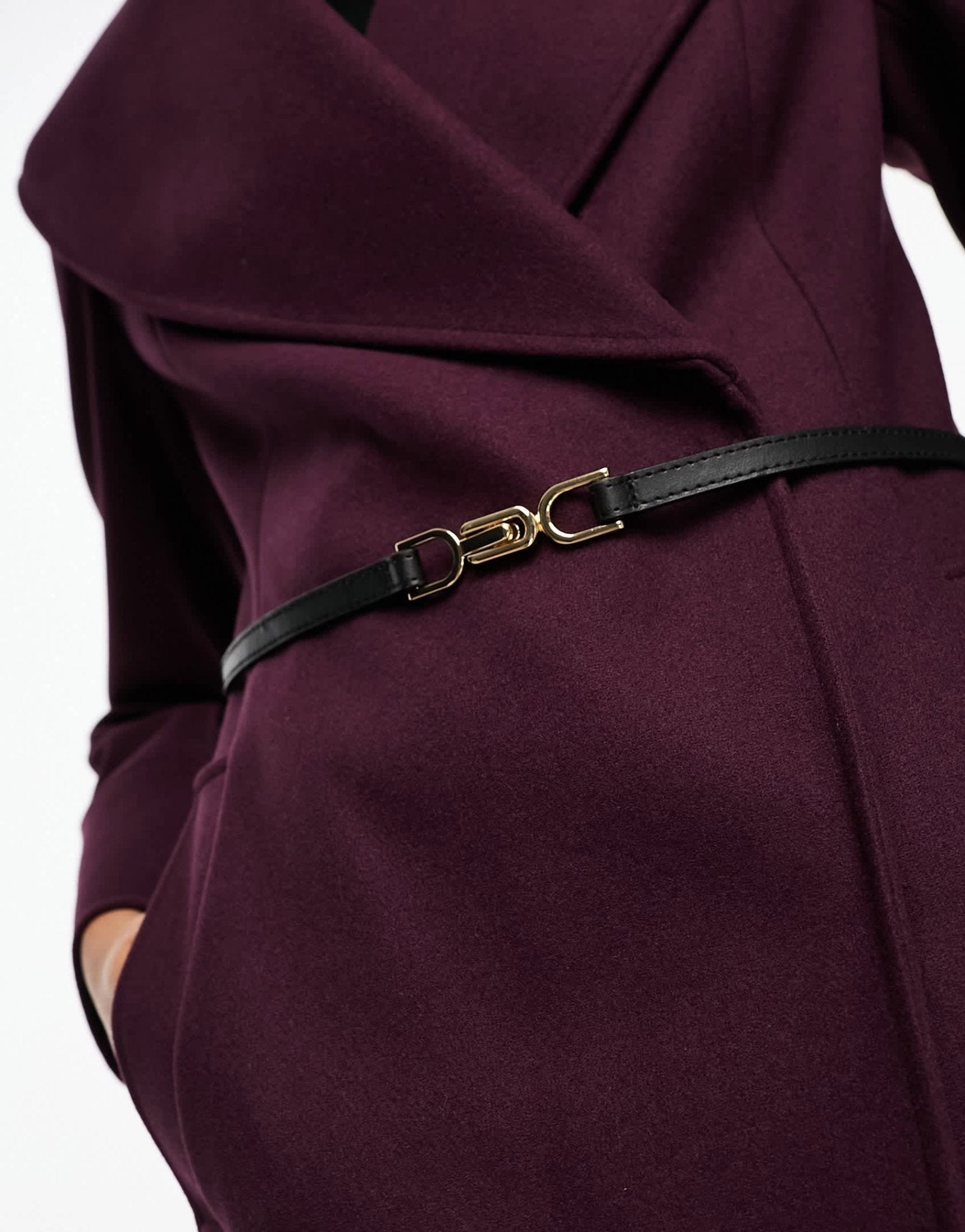 River Island shawl cinched waist coat in dark red - ASOS Sample Sale EU Store
