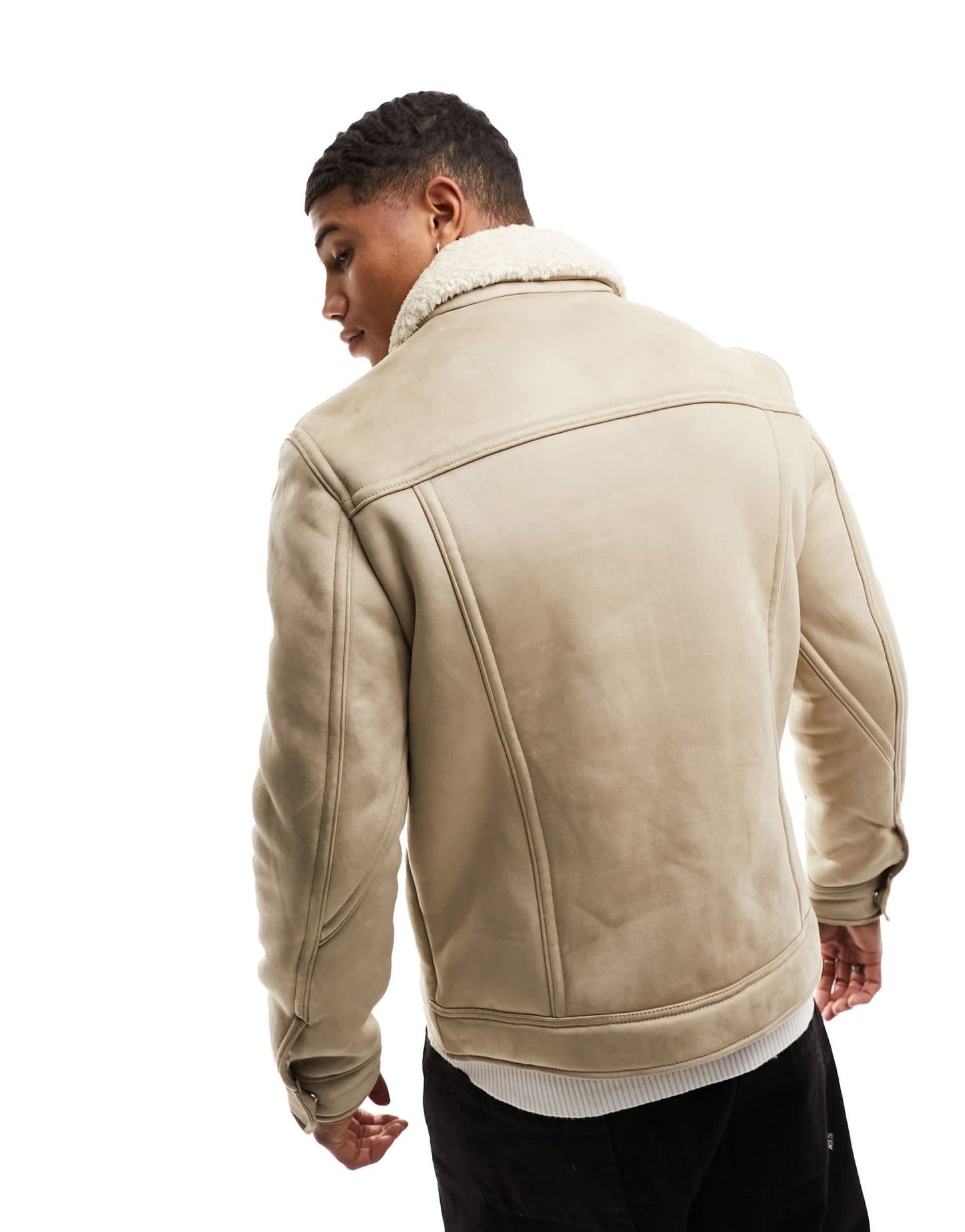 River Island shearling jacket in stone - ASOS Sample Sale EU Store