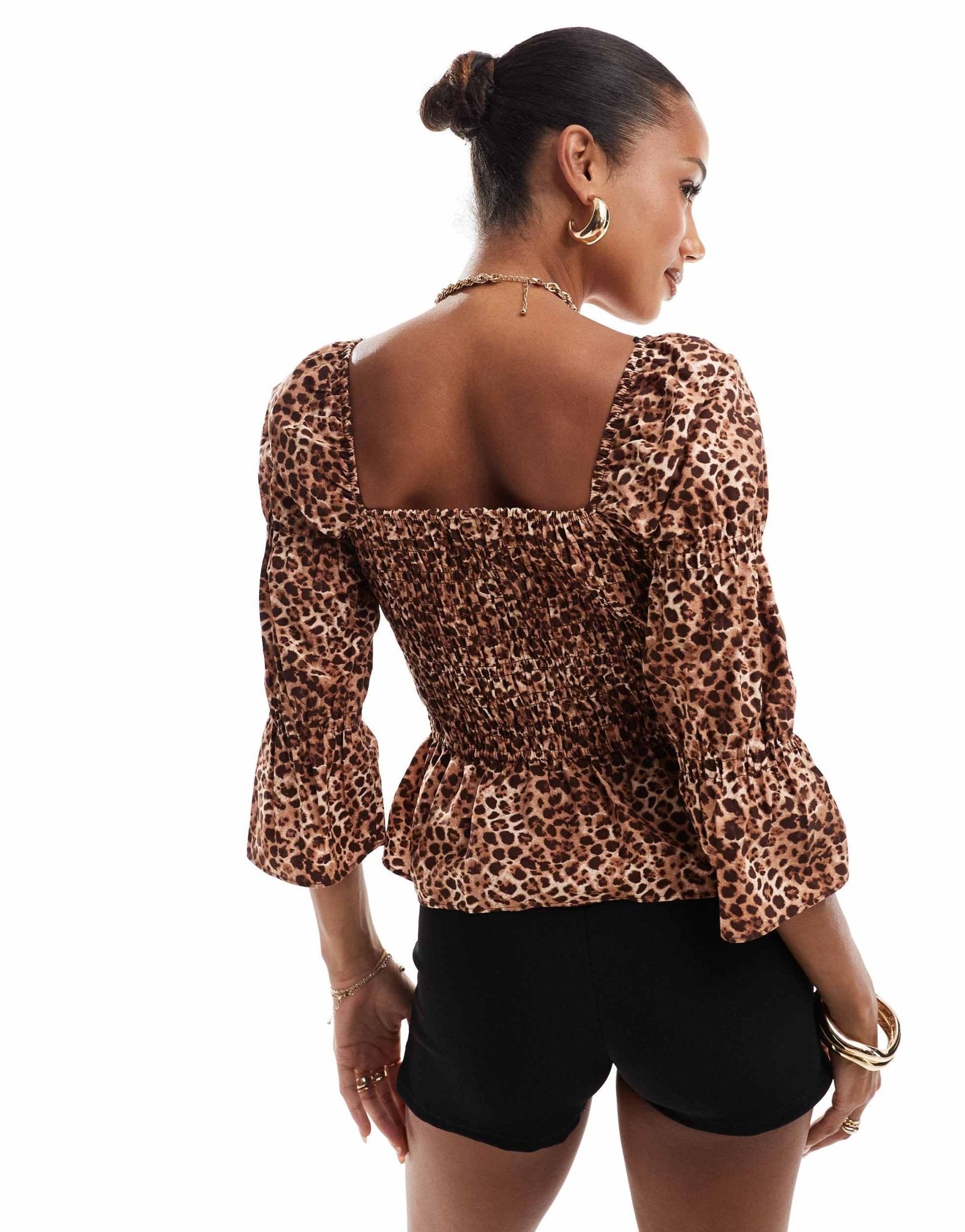 River Island shirred top in leopard print - ASOS Sample Sale EU Store
