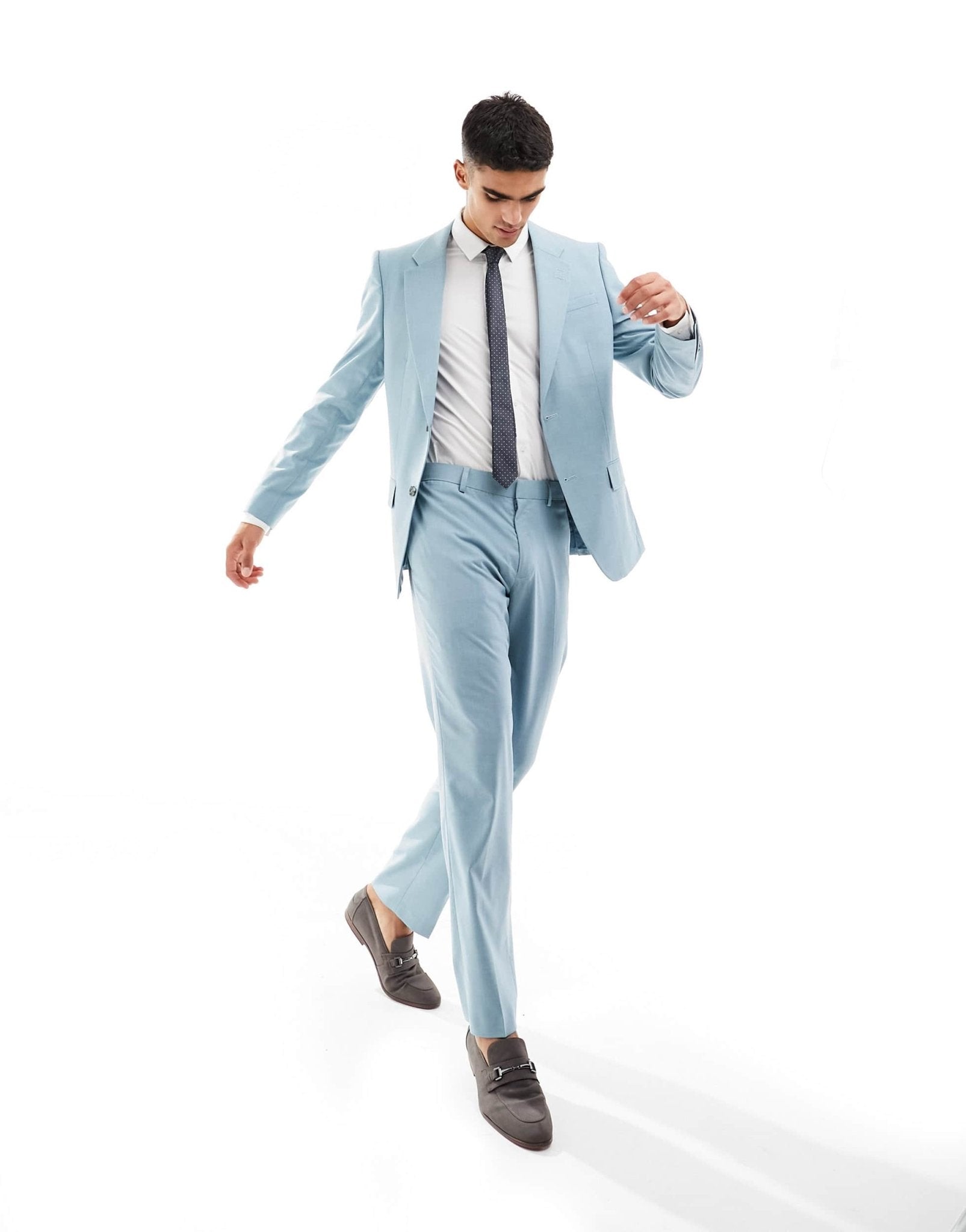 River Island slim suit jacket in light blue - ASOS Sample Sale EU Store