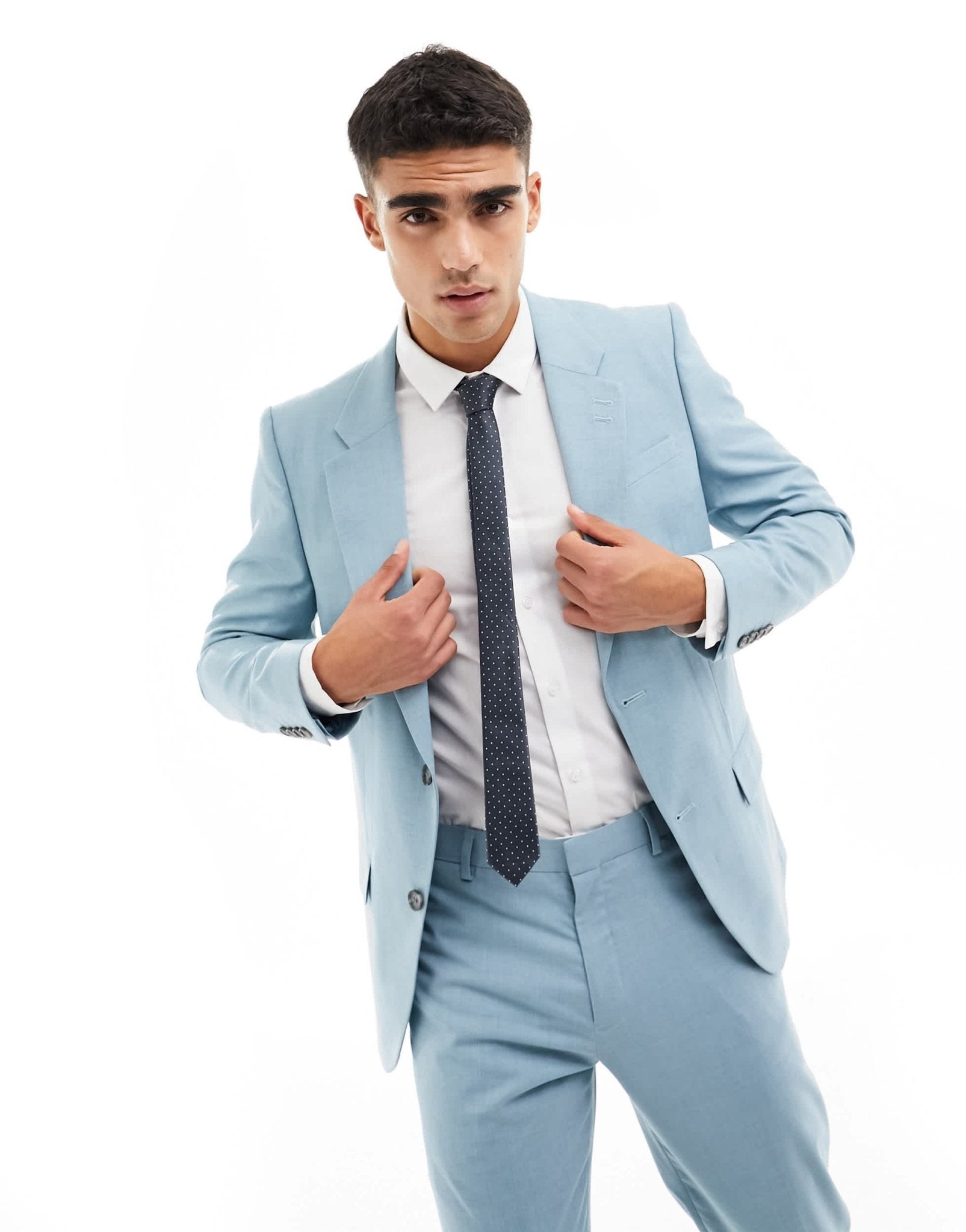 River Island slim suit jacket in light blue - ASOS Sample Sale EU Store