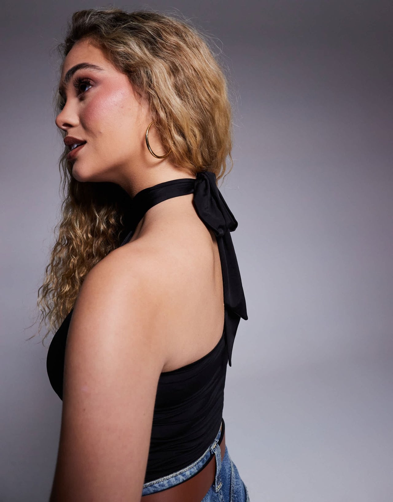 River Island slinky halterneck top in black - ASOS Sample Sale EU Store
