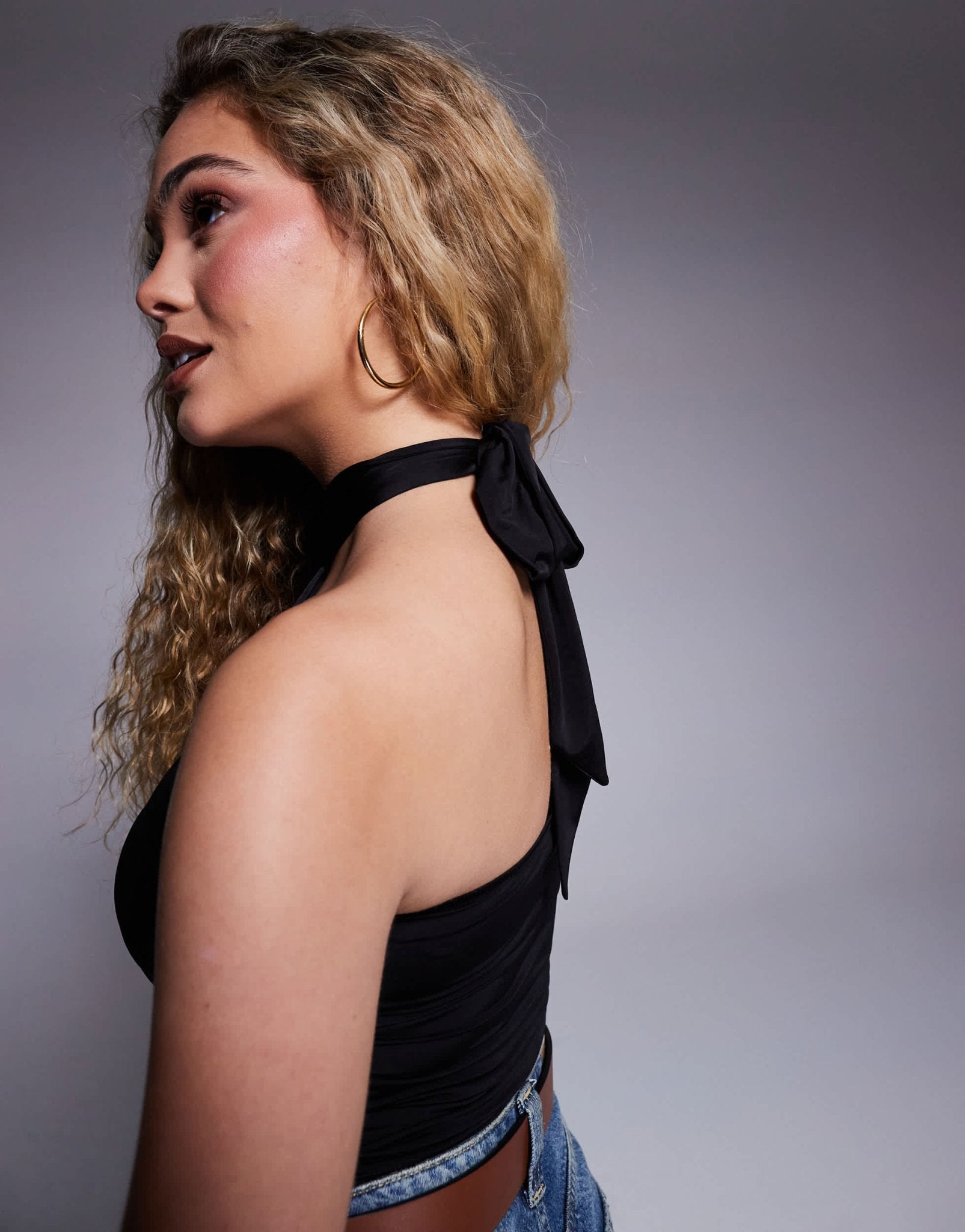 River Island slinky halterneck top in black - ASOS Sample Sale EU Store