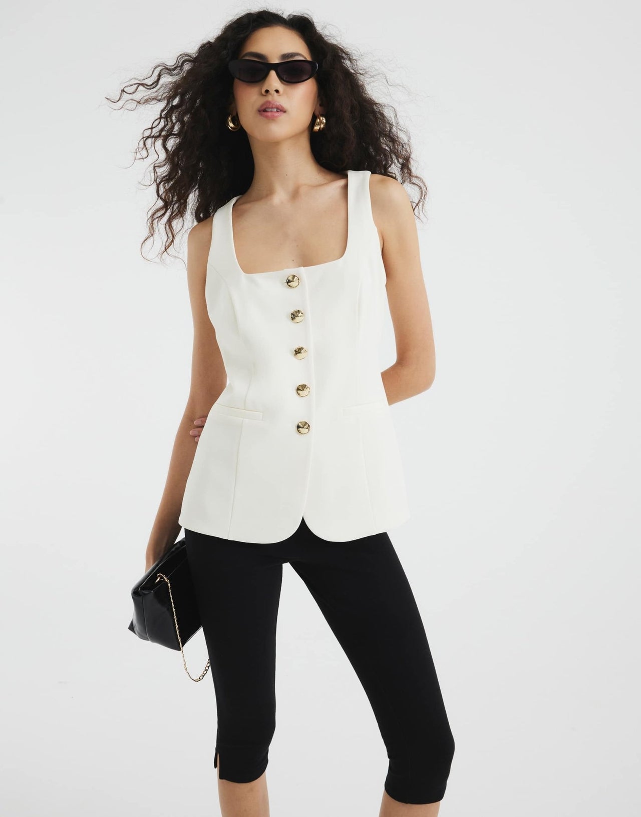 River Island square neck waistcoat in cream - ASOS Sample Sale EU Store