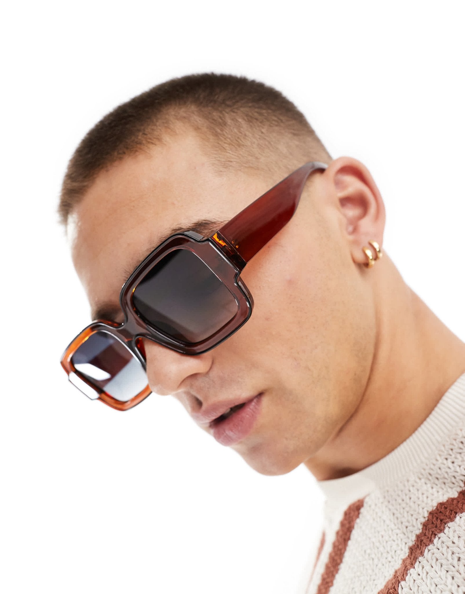 River Island square sunglasses in dark orange - ASOS Sample Sale EU Store