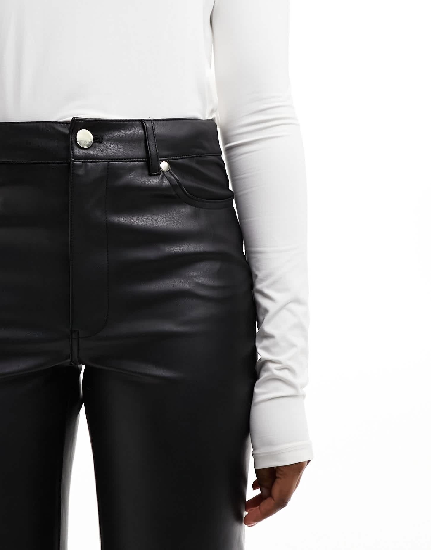 River Island straight leg fitted PU trousers in black - ASOS Sample Sale EU Store