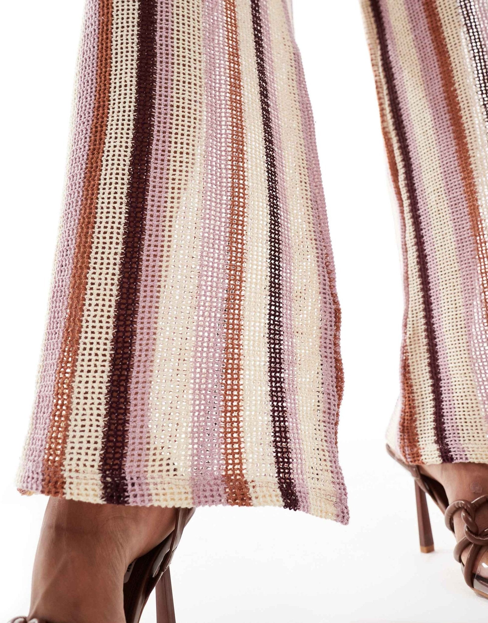 River Island stripe knitted wide leg trouser co - ord in mid pink - ASOS Sample Sale EU Store