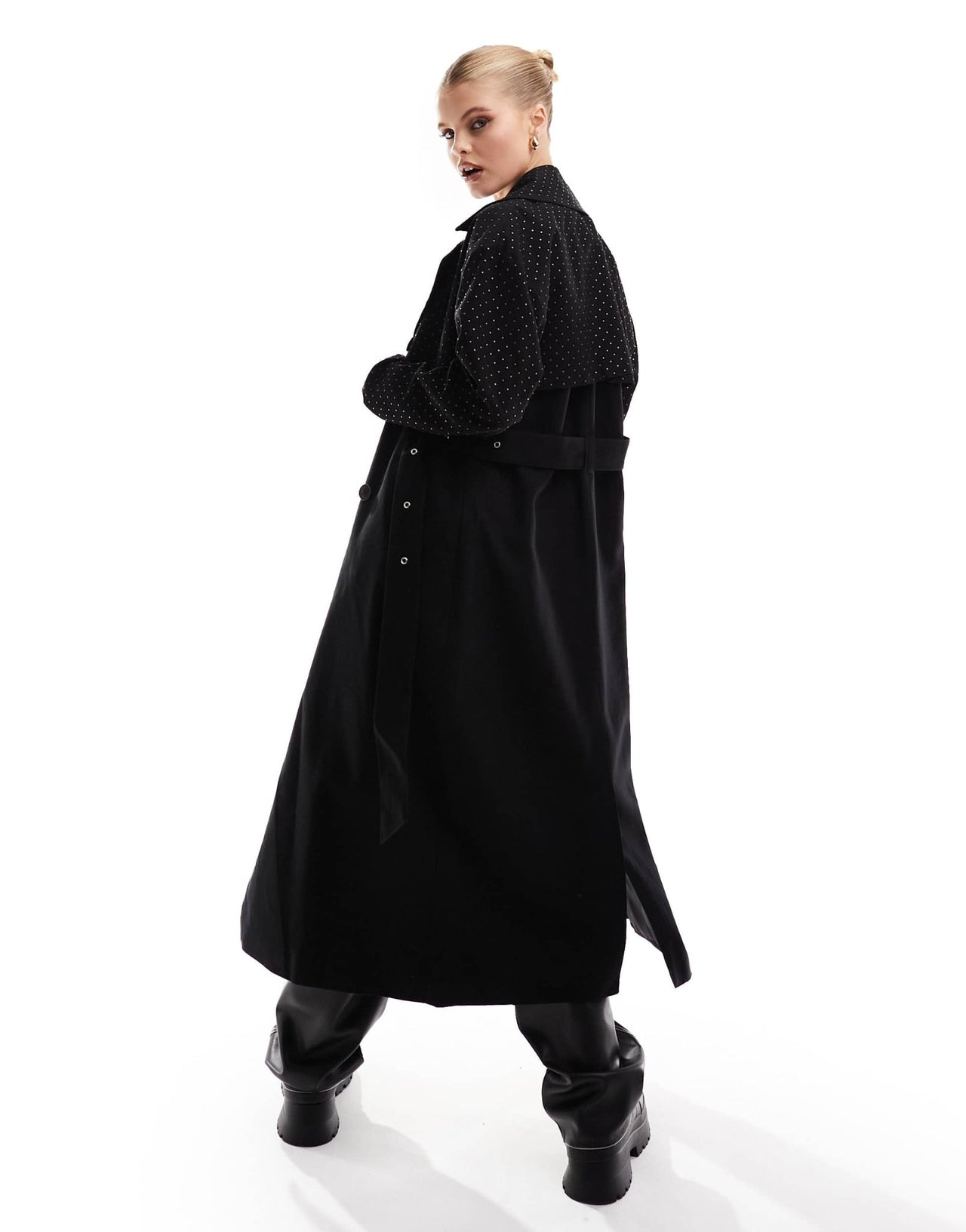 River Island studded trench coat in black - ASOS Sample Sale EU Store