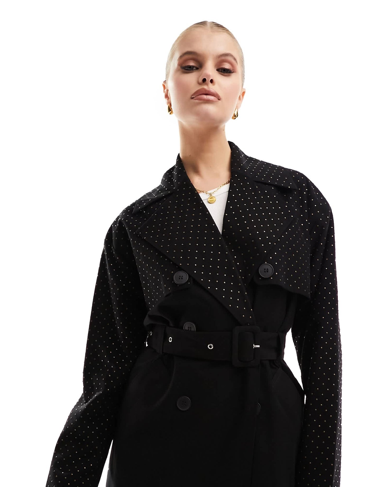 River Island studded trench coat in black - ASOS Sample Sale EU Store