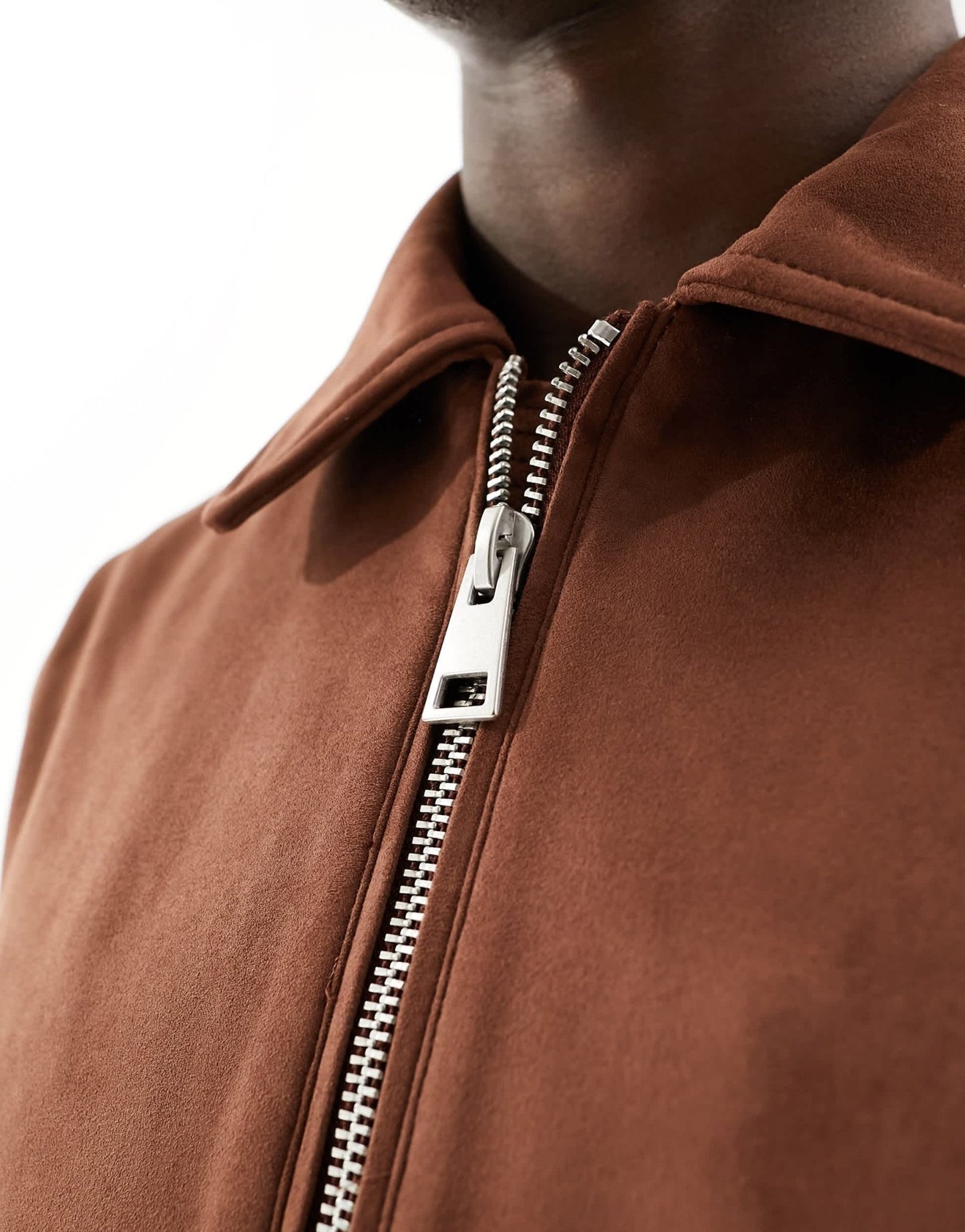 River Island suedette bomber jacket in brown - ASOS Sample Sale EU Store