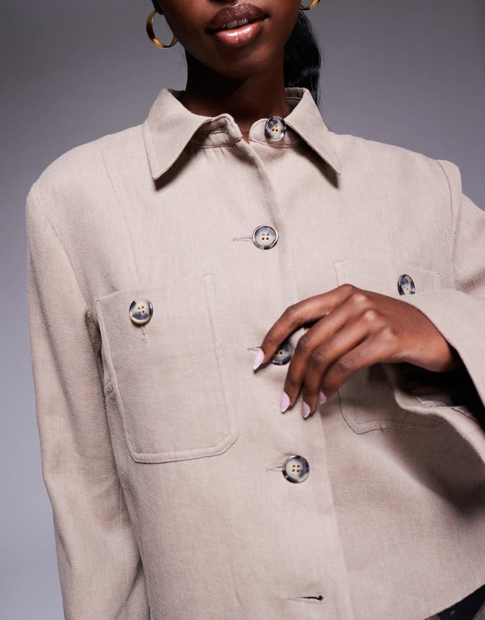 River Island tailored linen overshirt in beige - ASOS Sample Sale EU Store