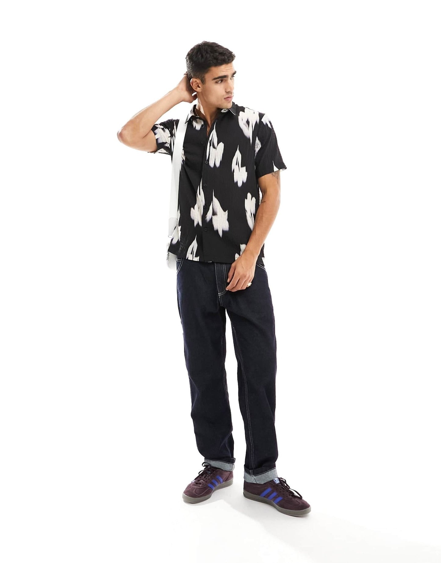 River Island texture blurred shirt in black - ASOS Sample Sale EU Store