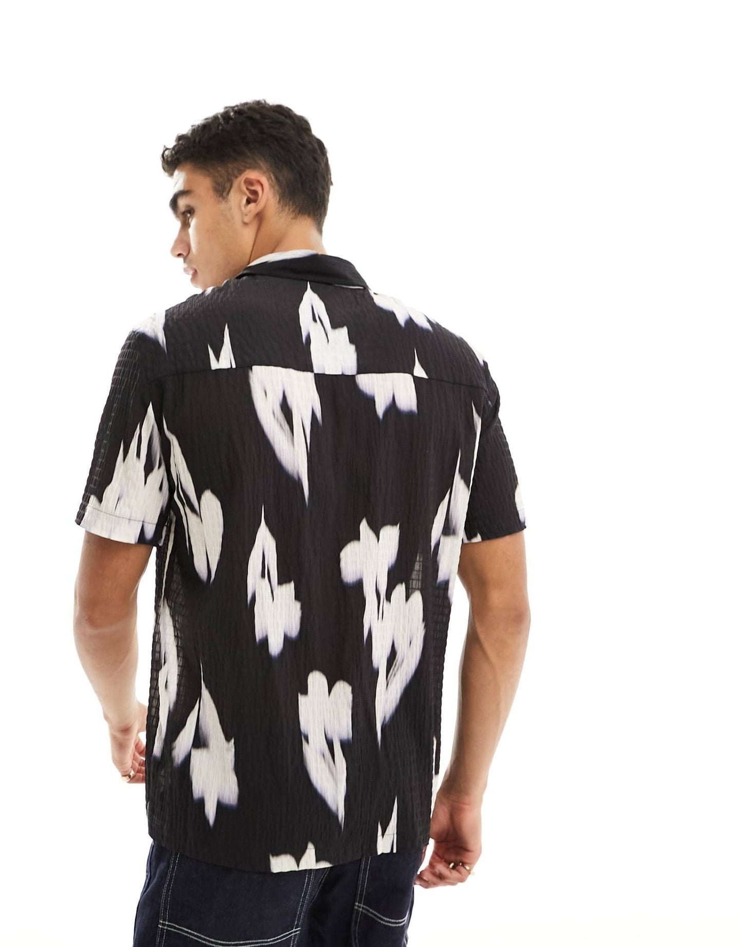 River Island texture blurred shirt in black - ASOS Sample Sale EU Store